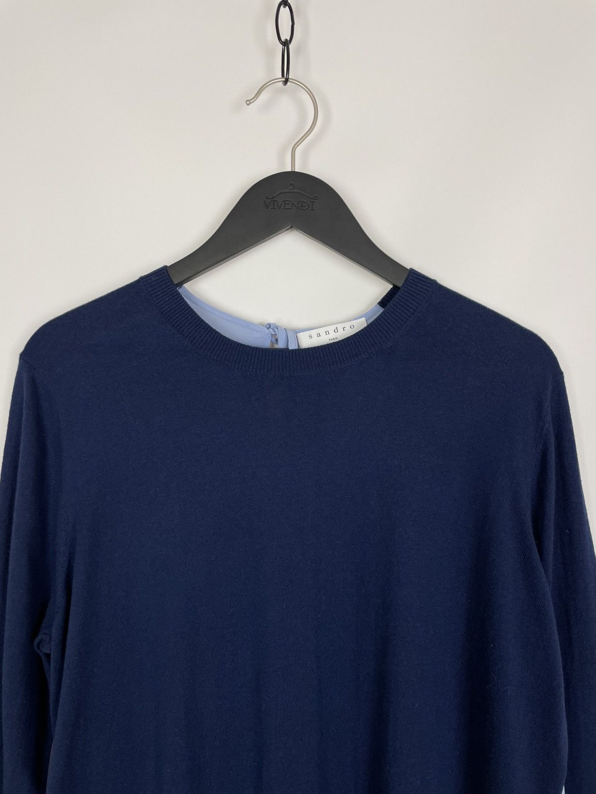 Sandro Sandro Paris Blue Ipolit Silk Back Sweater Open Ti Size M / US 6-8 / IT 42-44 - 2 Thumbnail