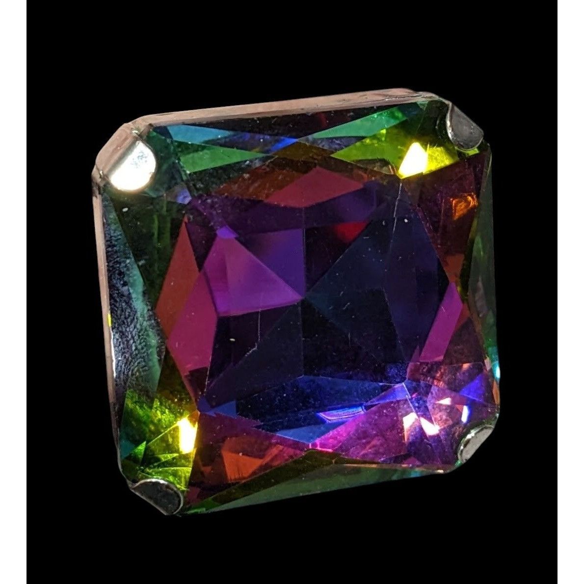 Other Fantasy Glam Rainbow Glass Oversized Faceted Costume Ring Size ONE SIZE - 1 Thumbnail