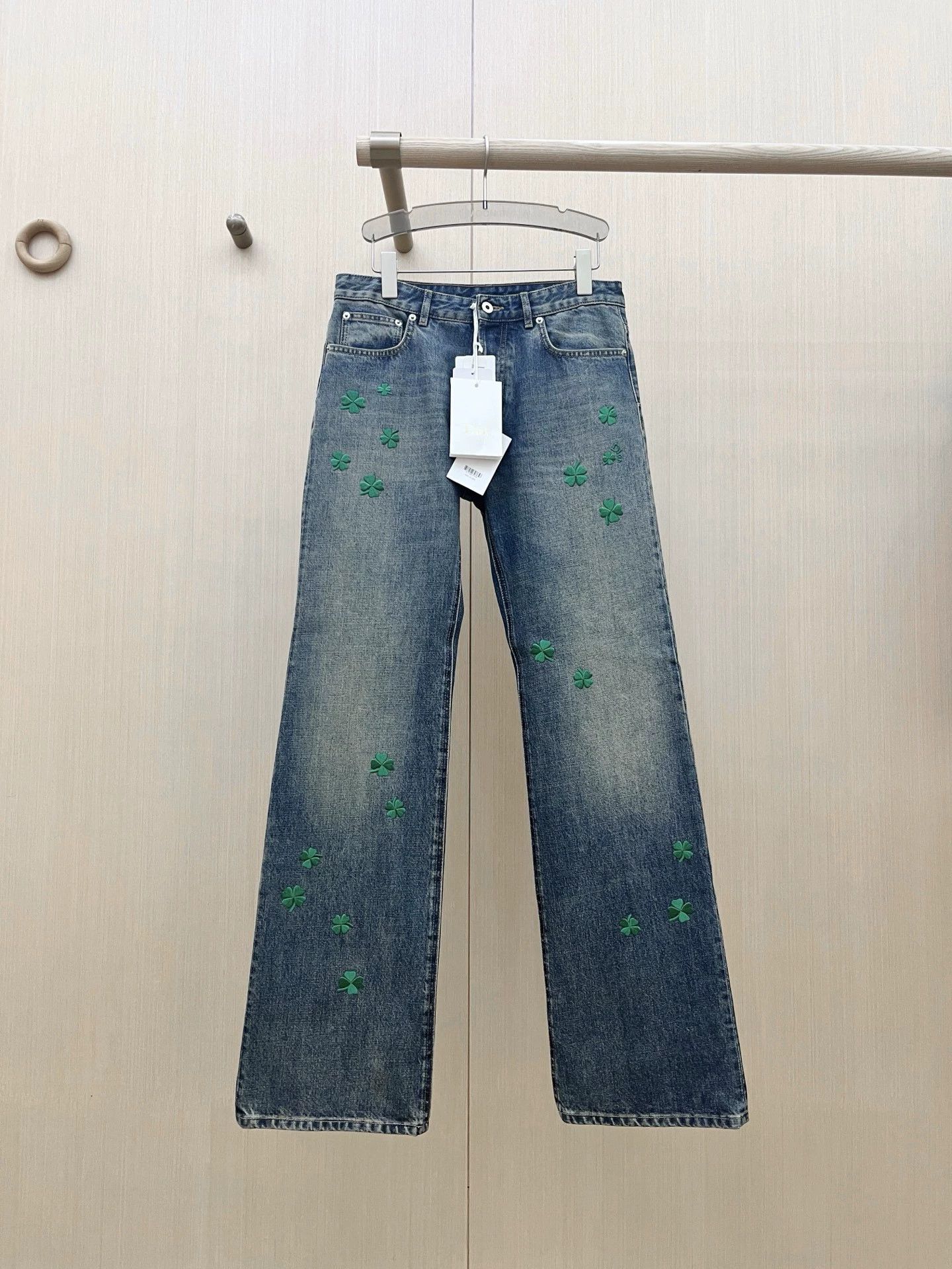 Dior Dior 2026 SS New Blue Clover Embroidery Jeans 40 Size 28" / US 6 / IT 42 - 1 Thumbnail