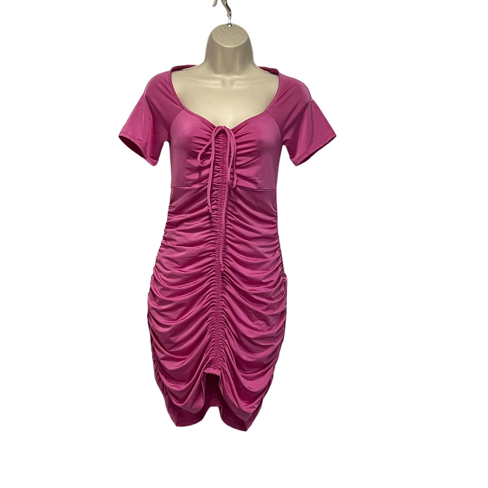 Other OPEN EDIT Ruched T-shirt Dress In Pink Rosebud, XS Size XS / US 0-2 / IT 36-38 - 10 Thumbnail