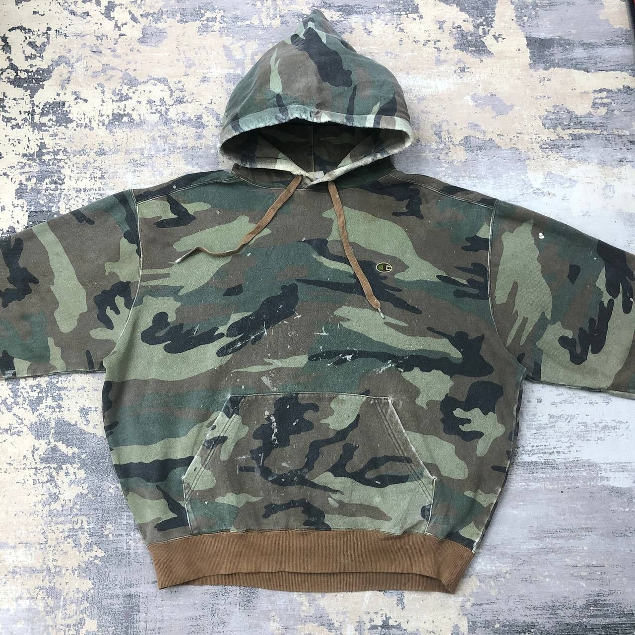 Champion × Vintage Y477 VTG RIPPED PAINTER CAMOUFLAGE CHAMPION HOODIE Size US XL / EU 56 / 4 - 2 Thumbnail