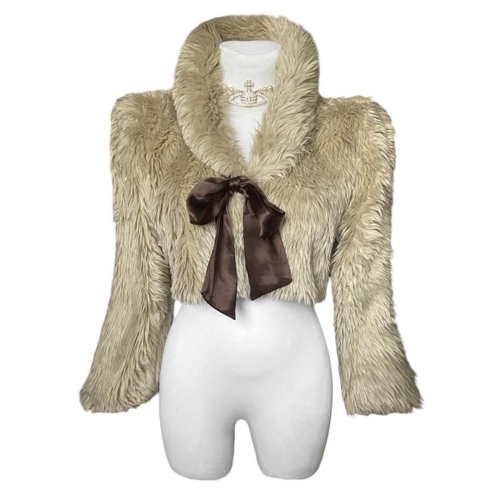 Vintage Cute Cropped lolita coquette faux fur coat Size S / US 4 / IT 40 - 1 Thumbnail