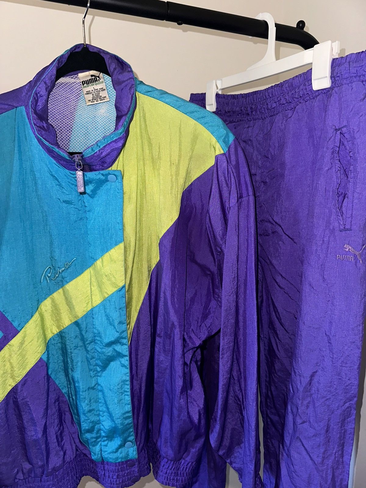 Puma 90s Puma Windbreaker Set | Vintage Sweatsuit Size M / US 6-8 / IT 42-44 - 2 Thumbnail