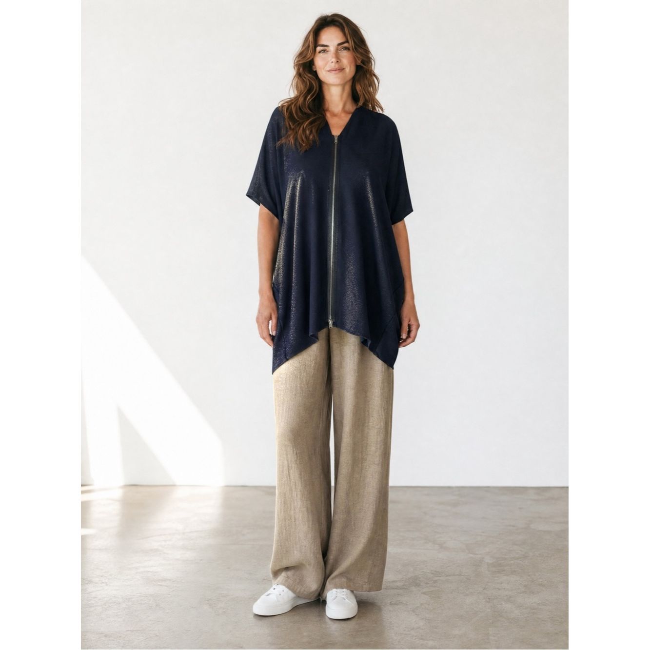 Bryn Walker bryn Walker Navy With Gold Coating Zip-Front Italian Fabric Size L / US 10 / IT 46 - 1 Thumbnail