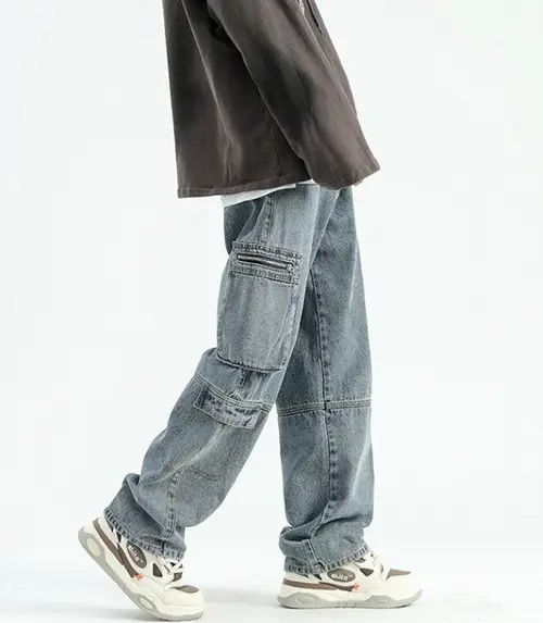 Japanese Brand × Jean Pants Washed vintage straight multi-pocket cargo jeans Size US 32 / EU 48 - 2 Thumbnail