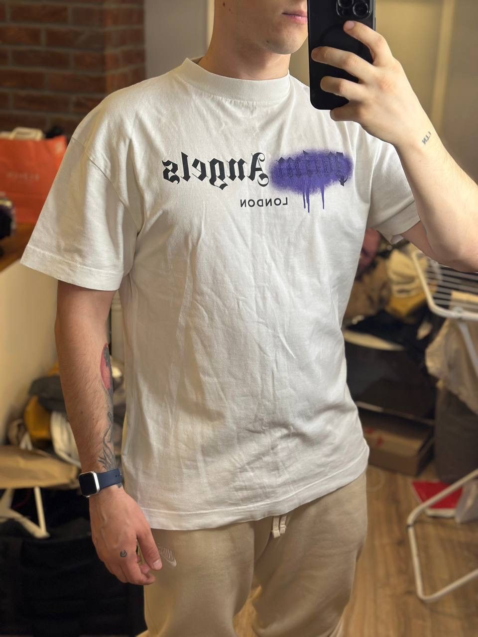 Palm Angels Palm Angels White/Purple Centr Logo M Size US M / EU 48-50 / 2 - 8 Thumbnail