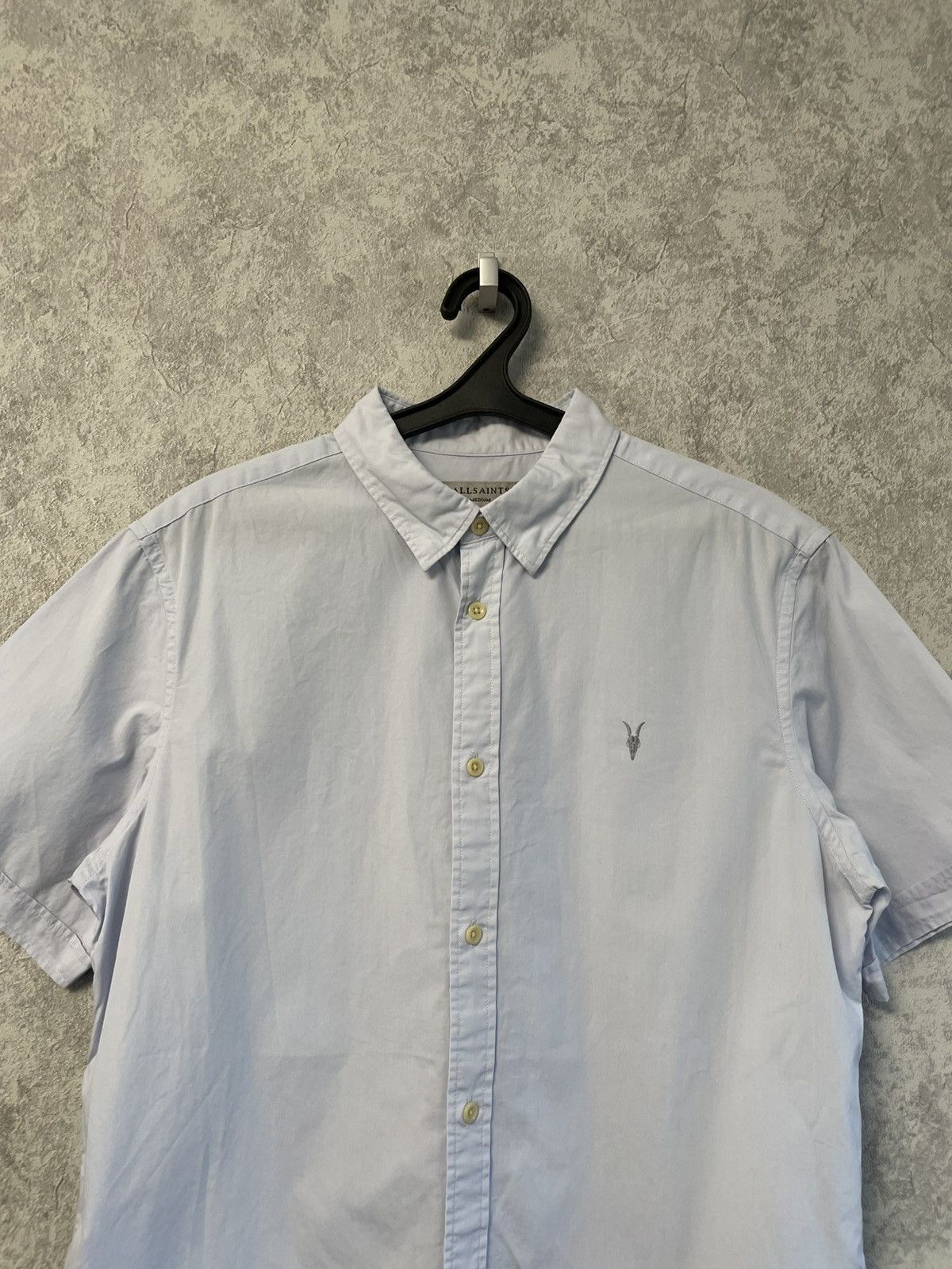 Allsaints Allsaints Blue Cotton Short Sleeve Button Up Shirt Size US M / EU 48-50 / 2 - 2 Thumbnail