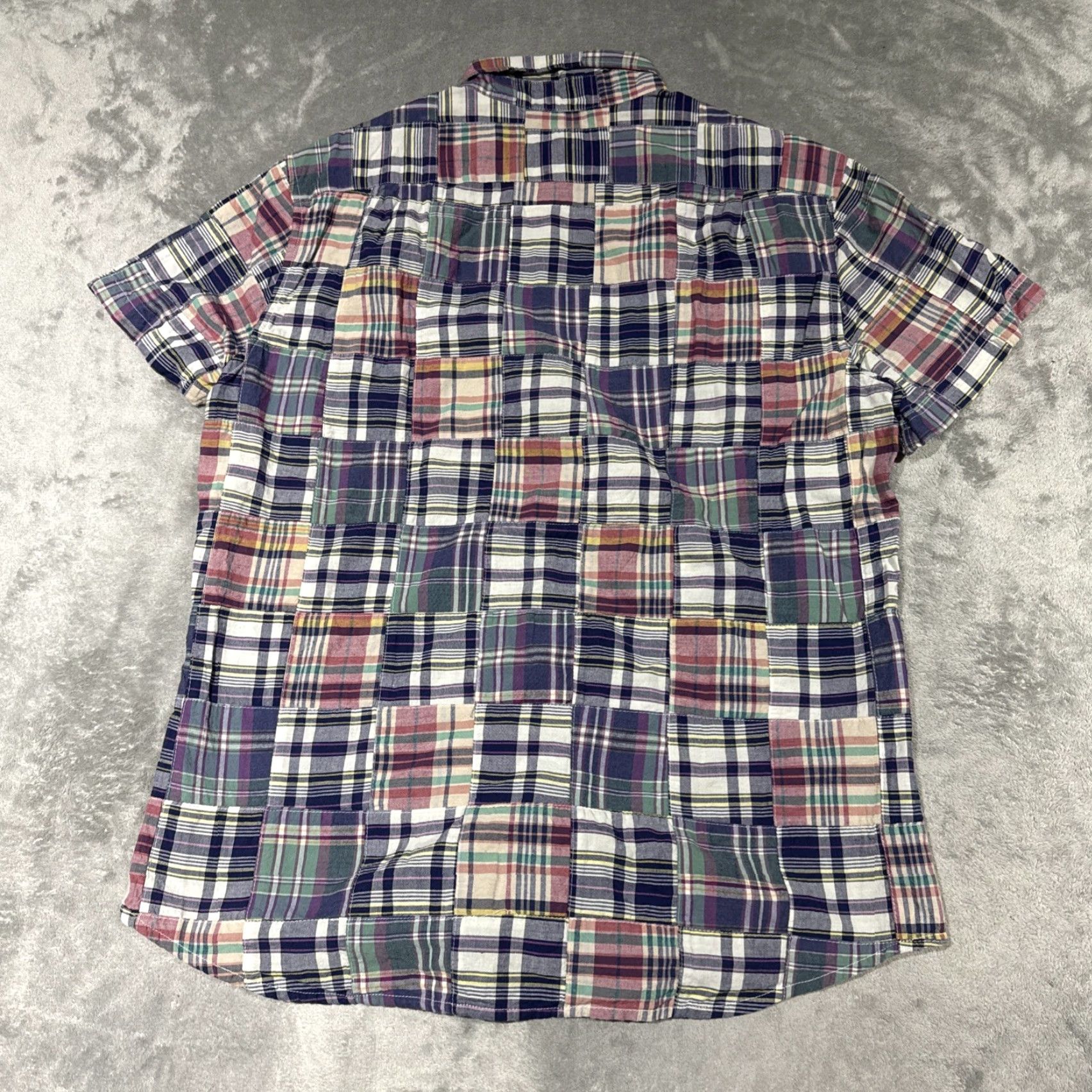 J.Crew J Crew Shirt Men Large Slim Fit Madras Plaid Patchwork Short Sleeve Button Down Multicolor Size US L / EU 52-54 / 3 - 4 Thumbnail
