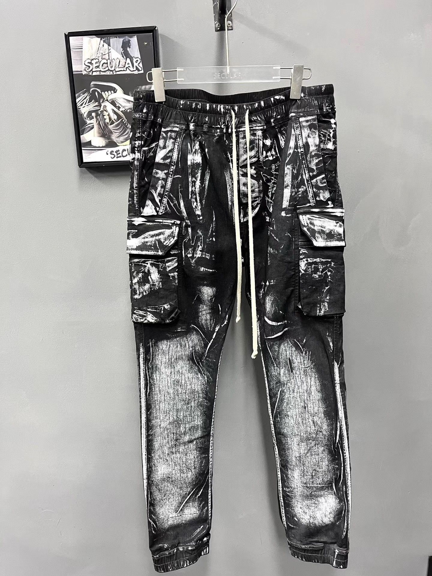 Rick Owens Rick Owens 21FW Painted Cargo Bullet Pants K34 Size US 37 - 1 Thumbnail