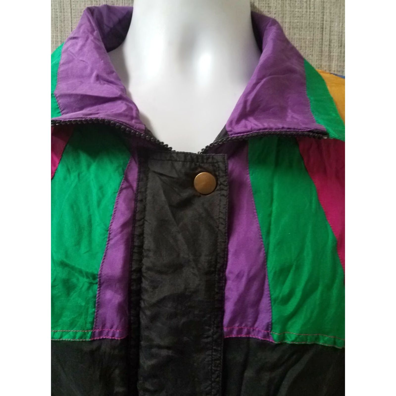 Express VINTAGE Express 100% Silk Windbreaker Jacket Womens M Black 80s Details Slik Hundred% Slk? Size M / US 6-8 / IT 42-44 - 2 Thumbnail