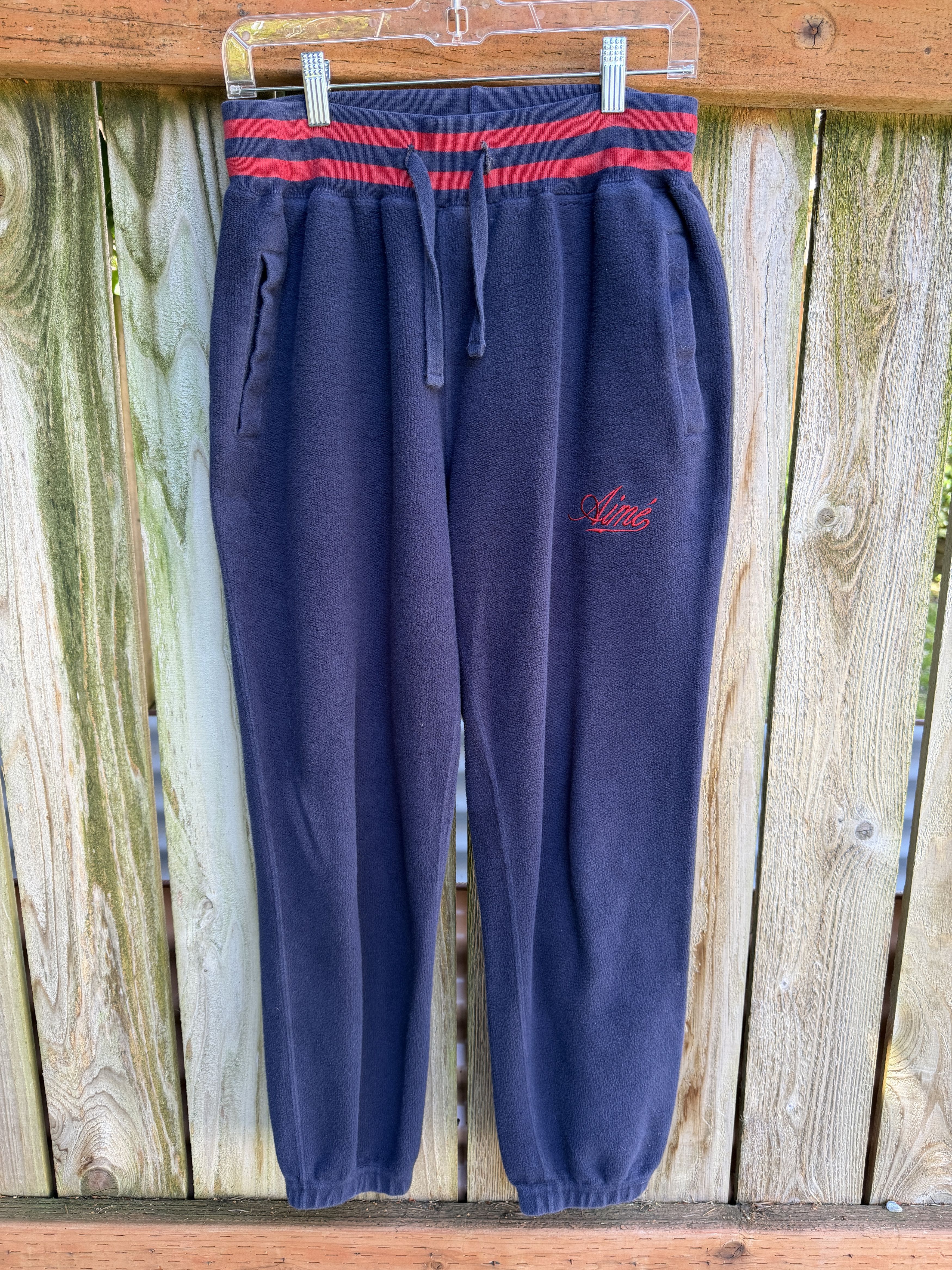 Aime Leon Dore Reverse Fleece Sweats Navy Midnight Script Logo Size US 30 / EU 46 - 1 Thumbnail