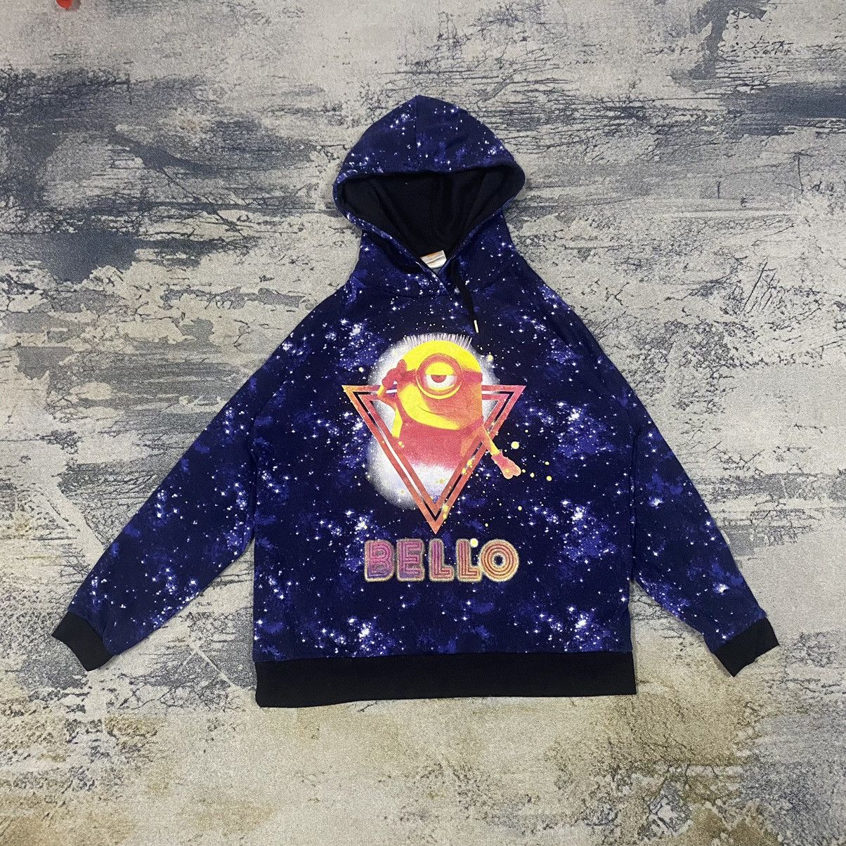 image of Anima x Cartoon Network Vintage Despicable Me Minion Bello Galaxy Hoodie Pullover in Blue (Size Med