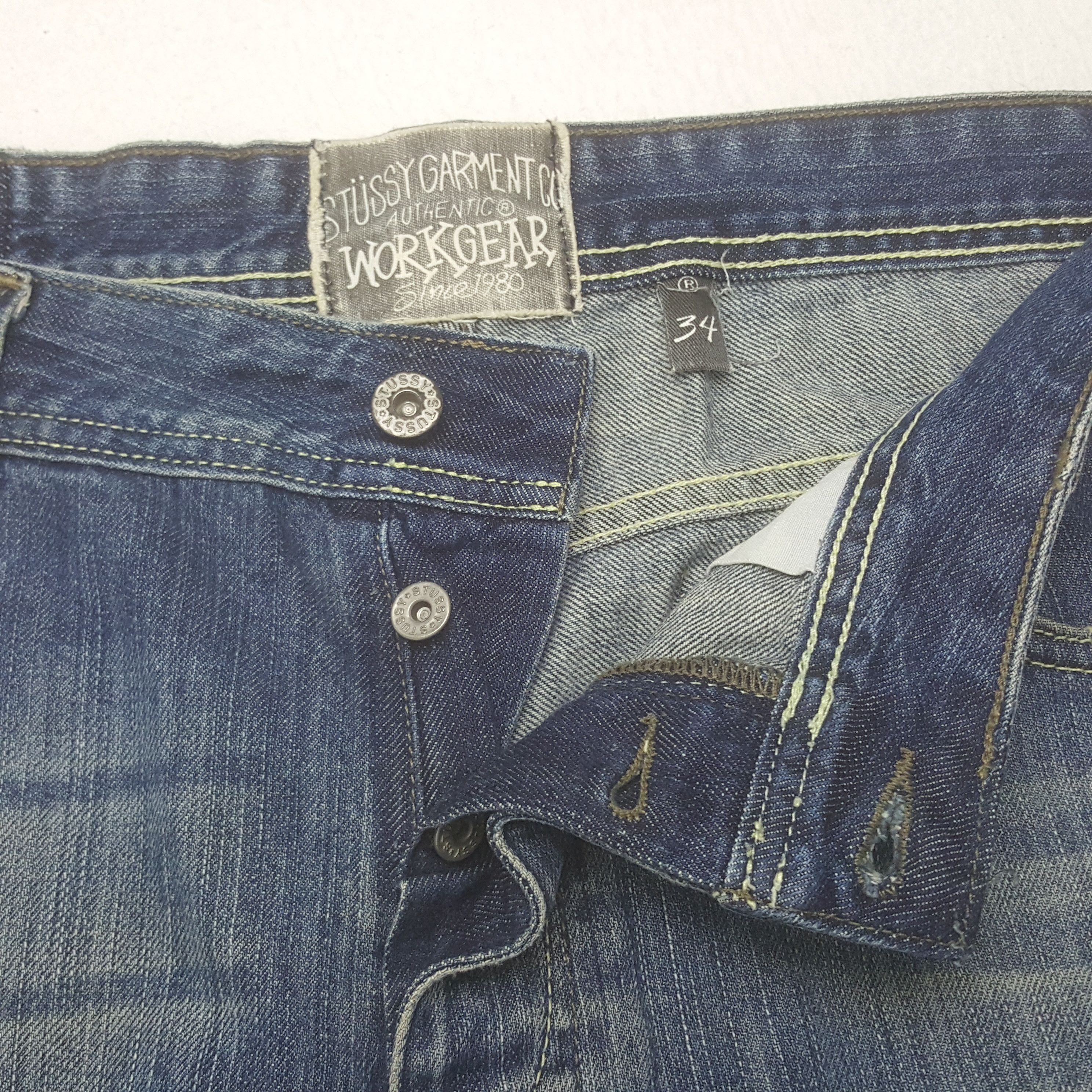 Stussy × Vintage Vintage Stussy Workgear Custom Art Logo Denim Jeans Size US 35 - 12 Thumbnail