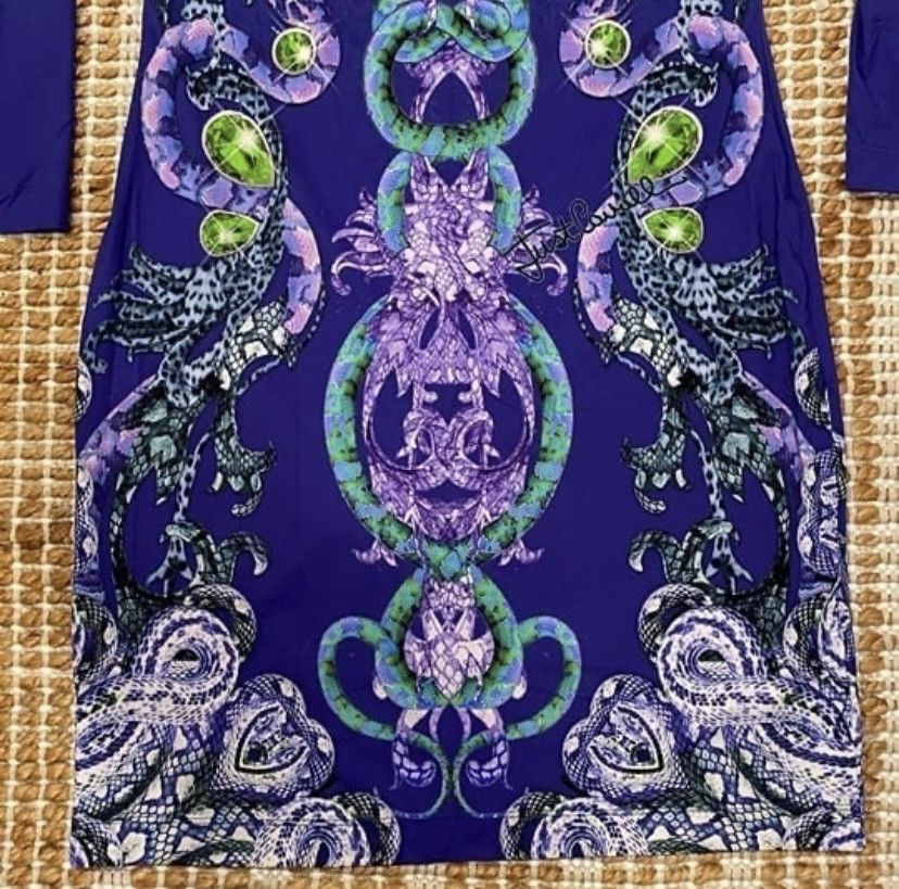 Just Cavalli Authentic Just Cavalli Purple Snakeskin Print Midi Dress Size M / US 6-8 / IT 42-44 - 7 Thumbnail