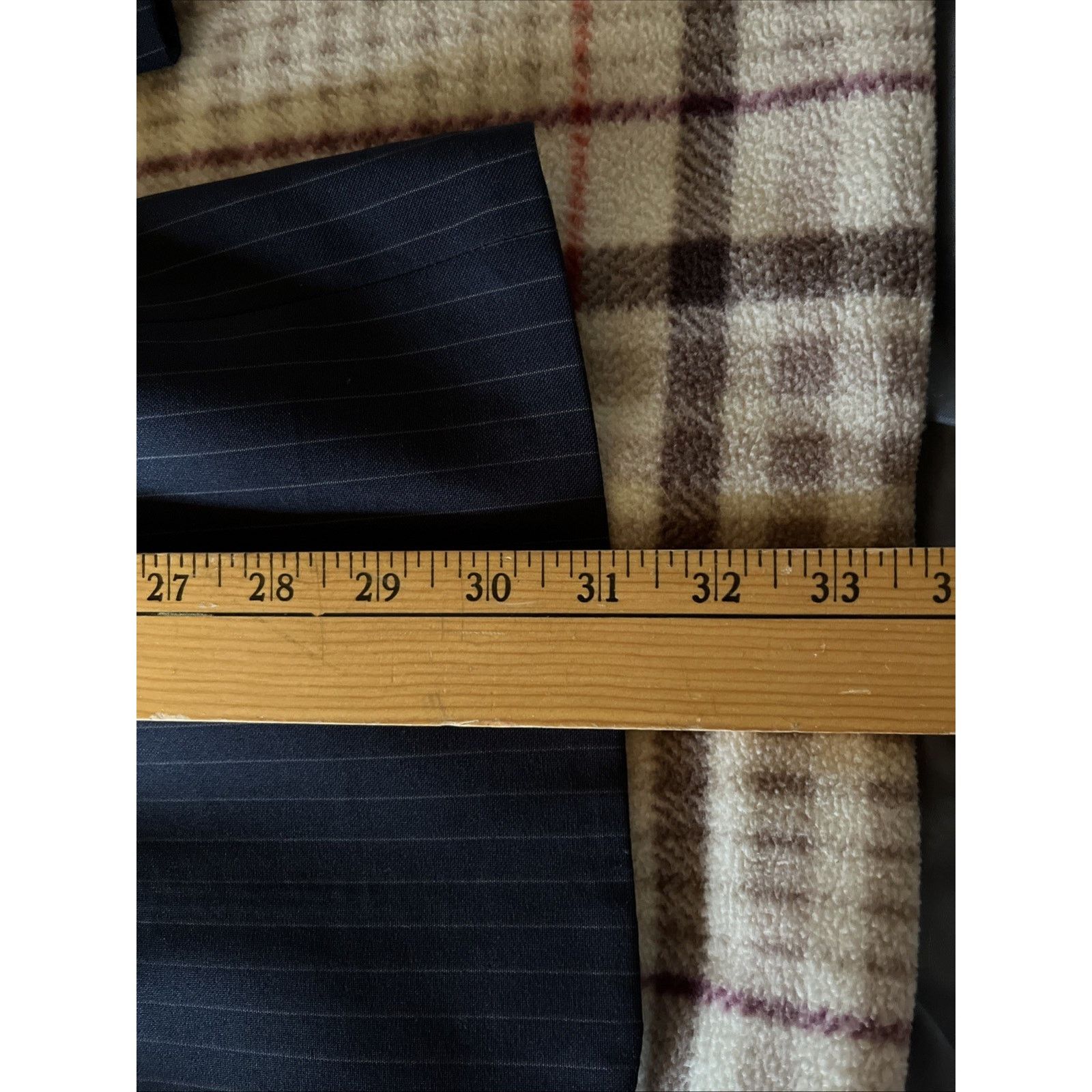Haggar Haggar Men Navy Blue Pinstripe Jacket Sz 42 Feels Like Wool Size 42R - 12 Thumbnail