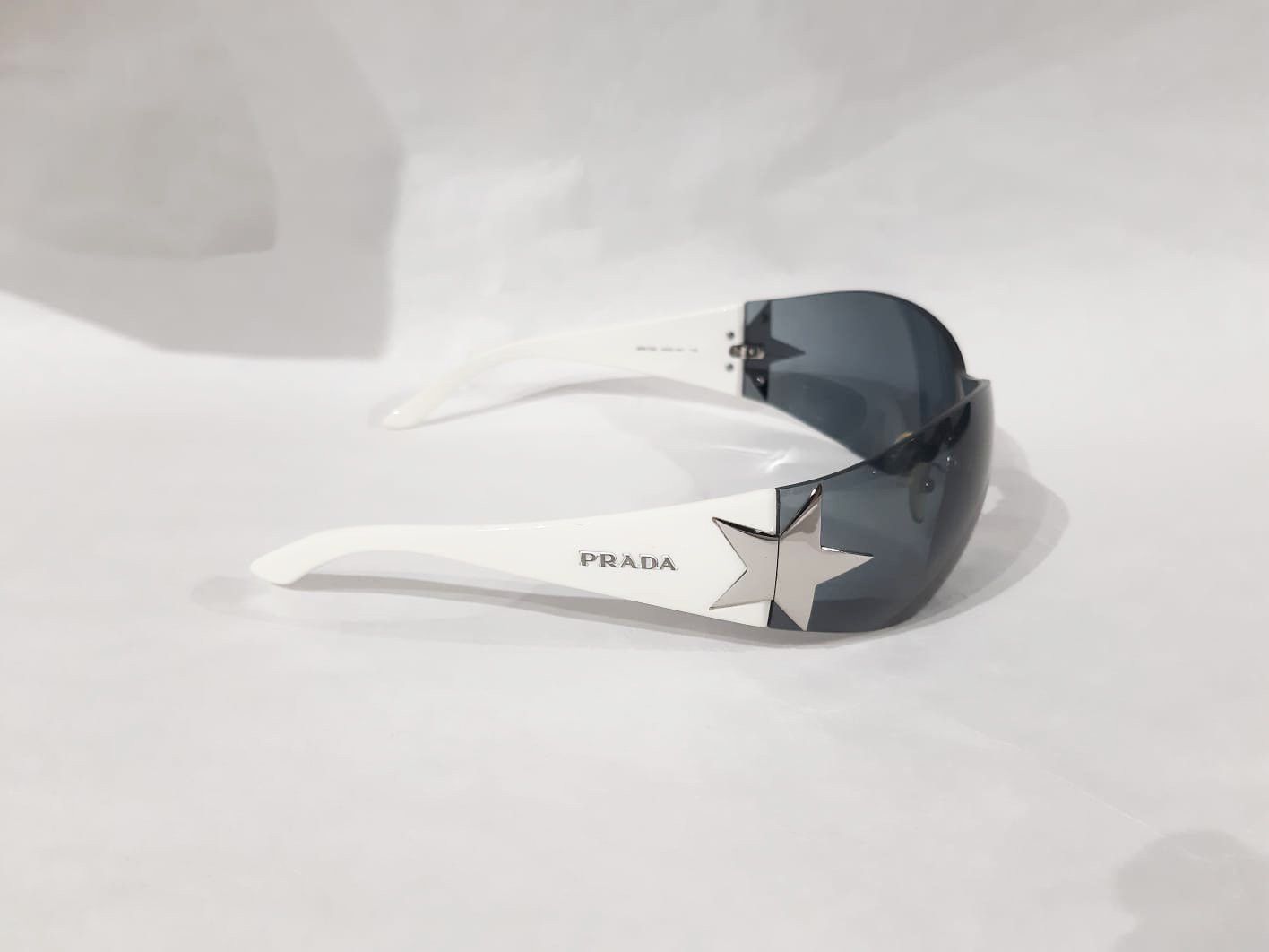 Prada Chrome Star White Sunglasses Vintage early 2000's Y2K Size ONE SIZE - 4 Thumbnail