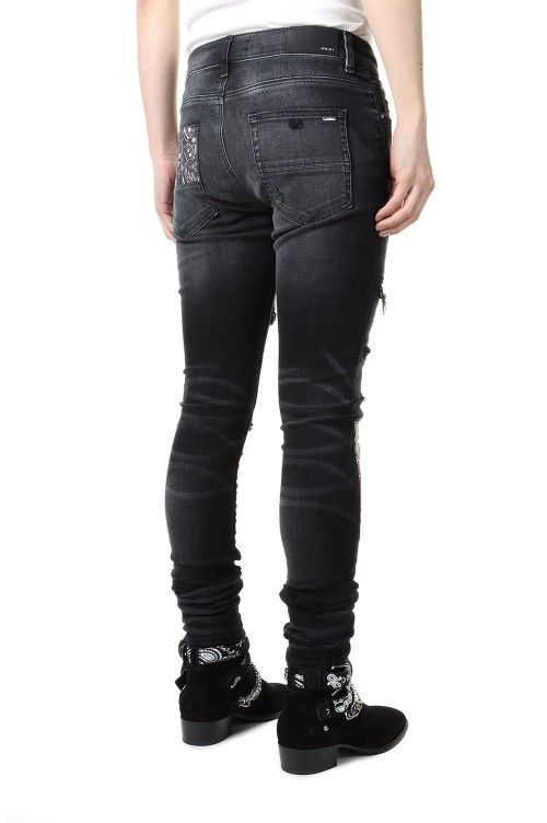 Amiri o1gr1nt0824 Vintage Bandana Art Patch Jean in Aged Black Size US 32 / EU 48 - 3 Thumbnail