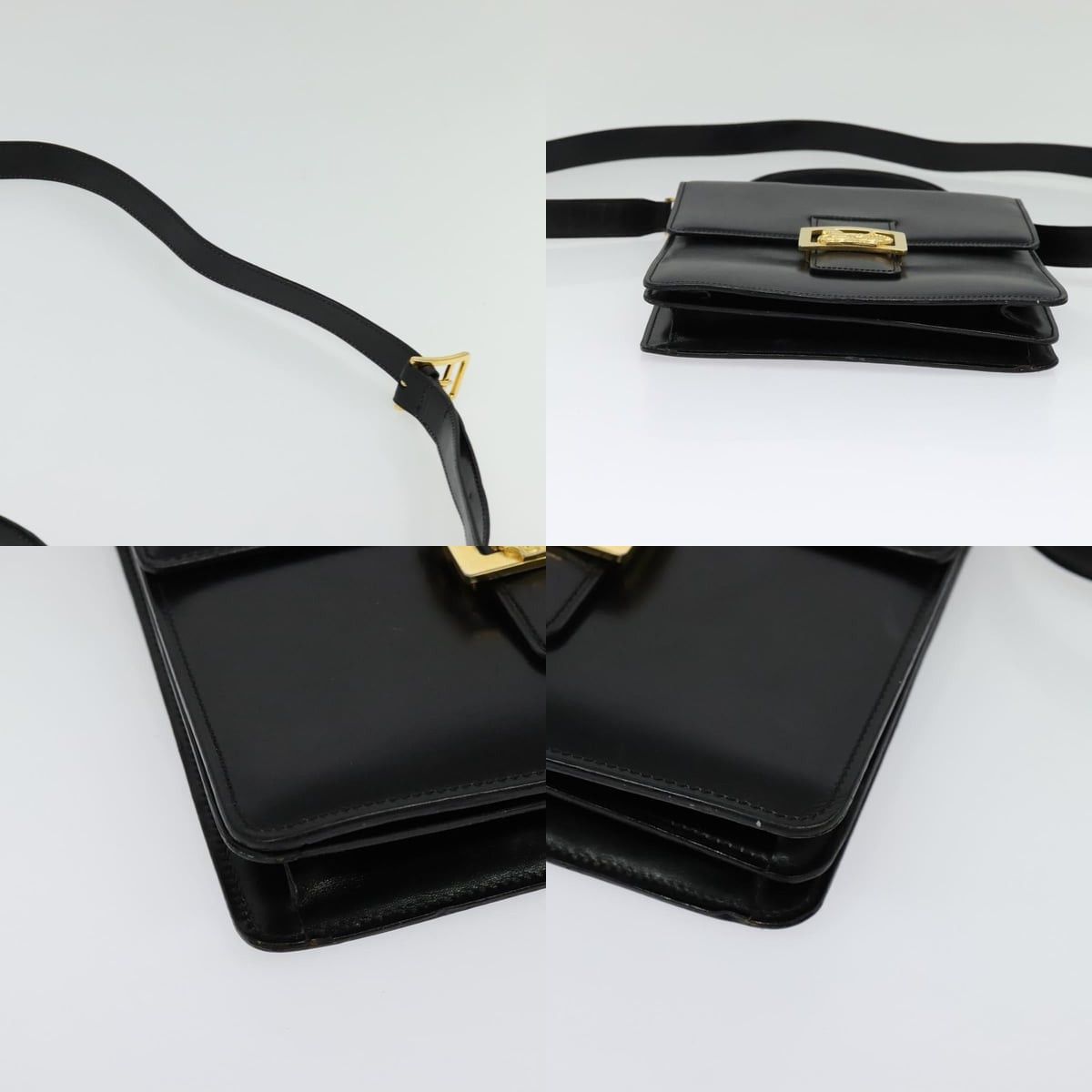 Celine CELINE Hand Bag Leather Black Gold Size ONE SIZE - 10 Thumbnail