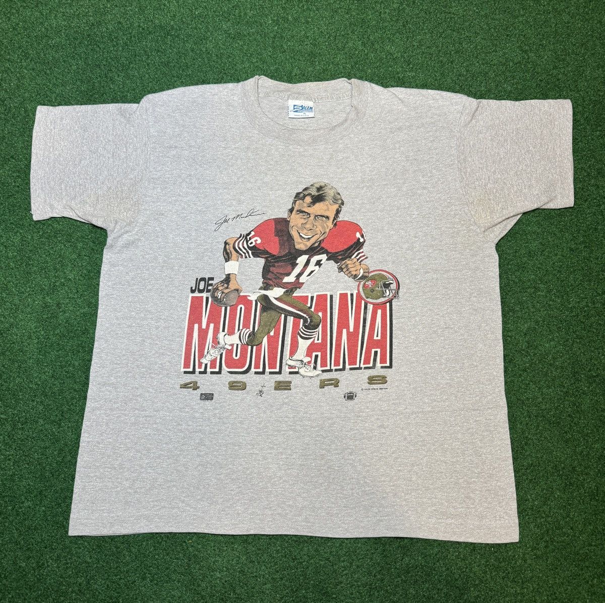 Salem Sportswear × Vintage Vintage 80s Joe Montana Salem Caricature 49ers T Shirt Size US XL / EU 56 / 4 - 1 Thumbnail
