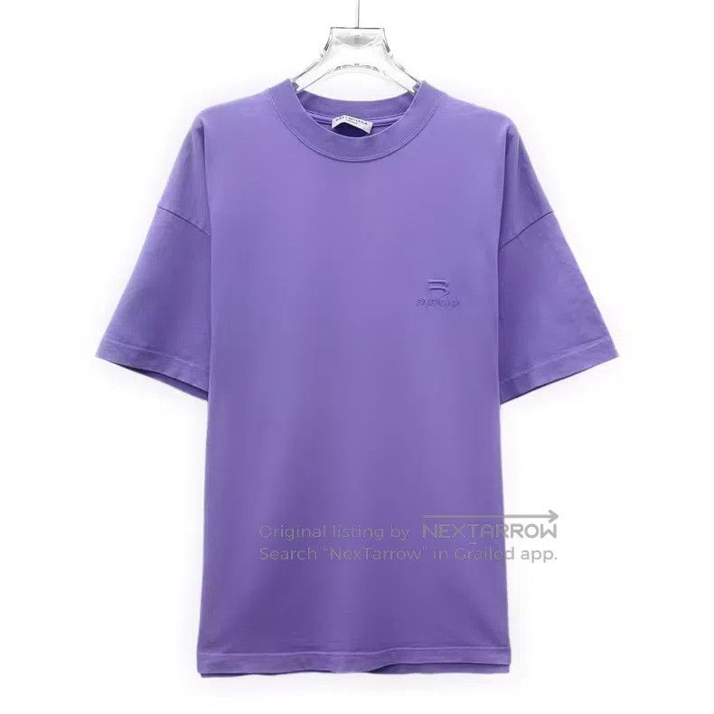 Balenciaga Balenciaga Purple logo letter embroidery cotton round neck Size US XL / EU 56 / 4 - 1 Thumbnail
