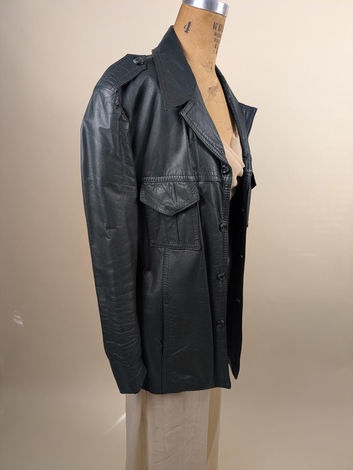 Windsor Smith 1990's green leather oversized jacket Size L / US 10 / IT 46 - 6 Thumbnail