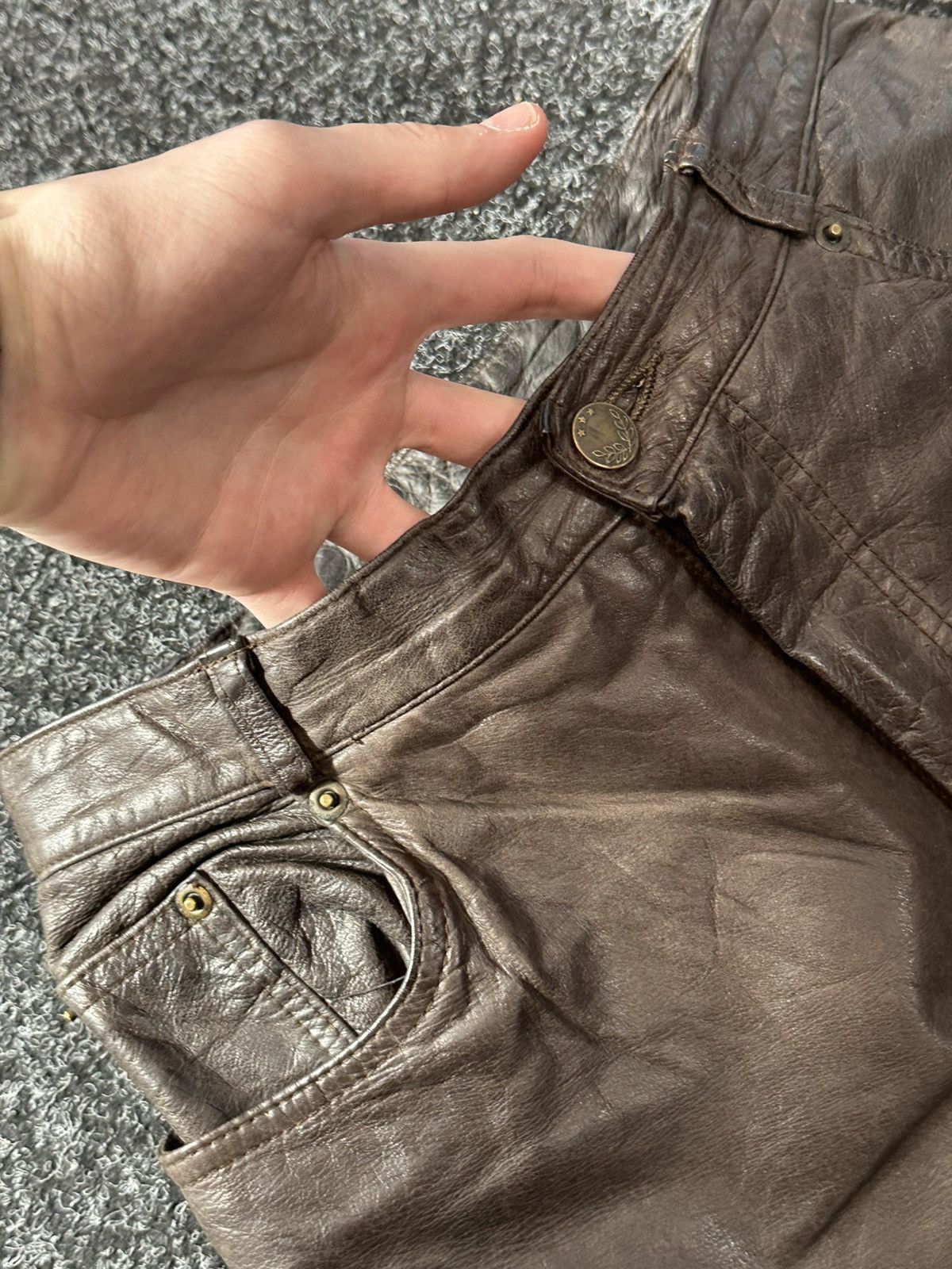Cowboy Equipment 🚨GRAIL BOOTCUT BROWN Cowboy Biker Leather Pants Size US 27 - 6 Thumbnail