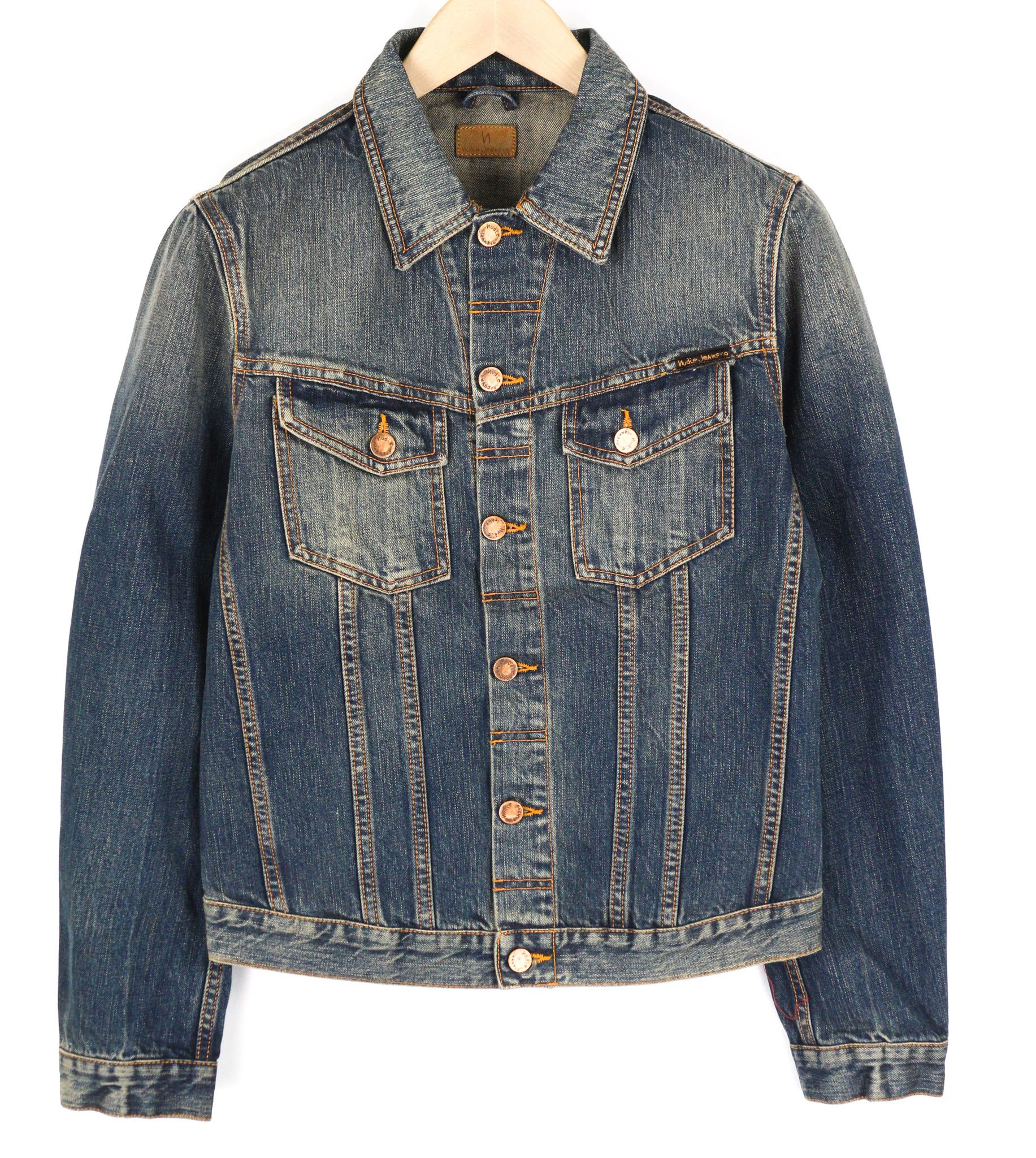 Nudie Jeans BILLY S Dark Authentic Polo Washed Blue Jacket 81939 Size US S / EU 44-46 / 1 - 1 Thumbnail