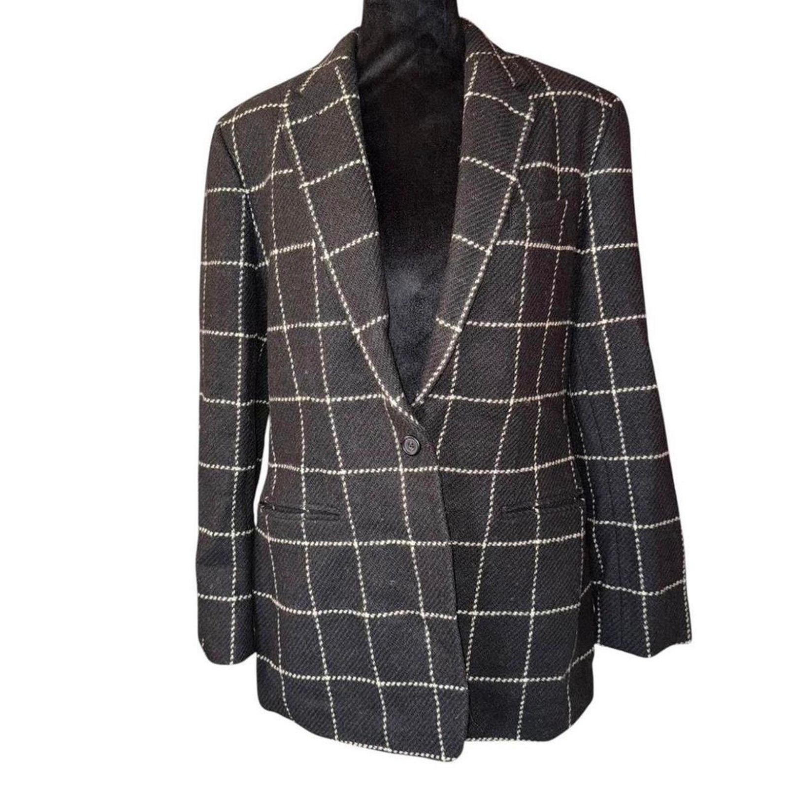 Ralph Lauren Vtg ralph lauren grey wool windowpane blazer jacket 12 Size XL / US 12-14 / IT 48-50 - 1 Thumbnail