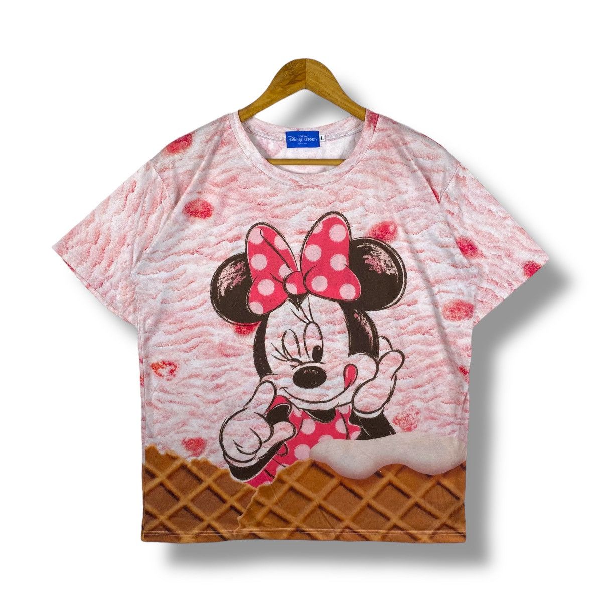 Disney Vintage MINNIE MOUSE Ice Cream Sweet Strawberry Tee Shirt Size L / US 10 / IT 46 - 1 Thumbnail