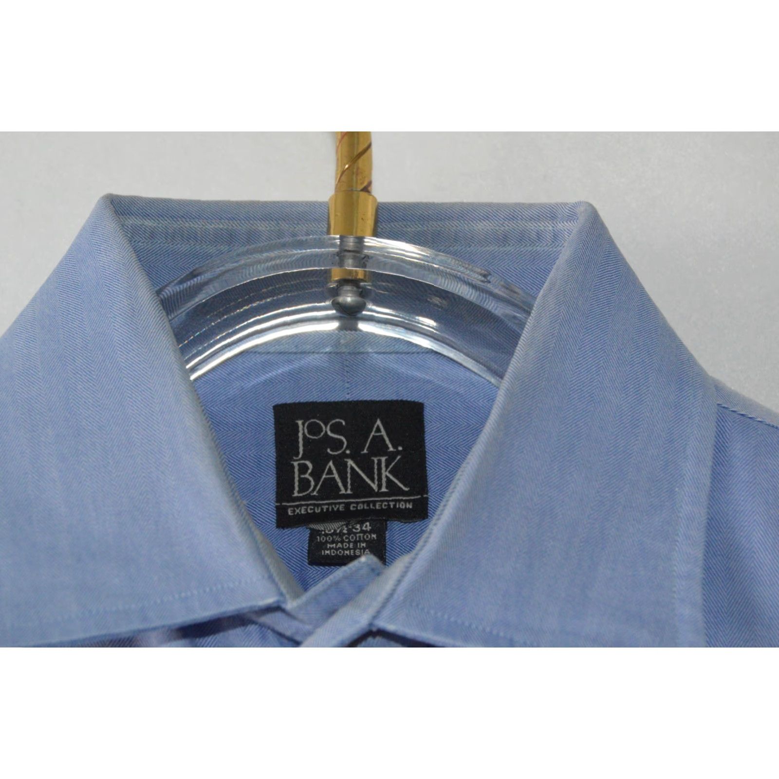 Jos. A. Bank Jos. A. Bank Mens Dress Shirt 16.5 34 Blue 100% Cotton Button Up Size 46R - 5 Thumbnail