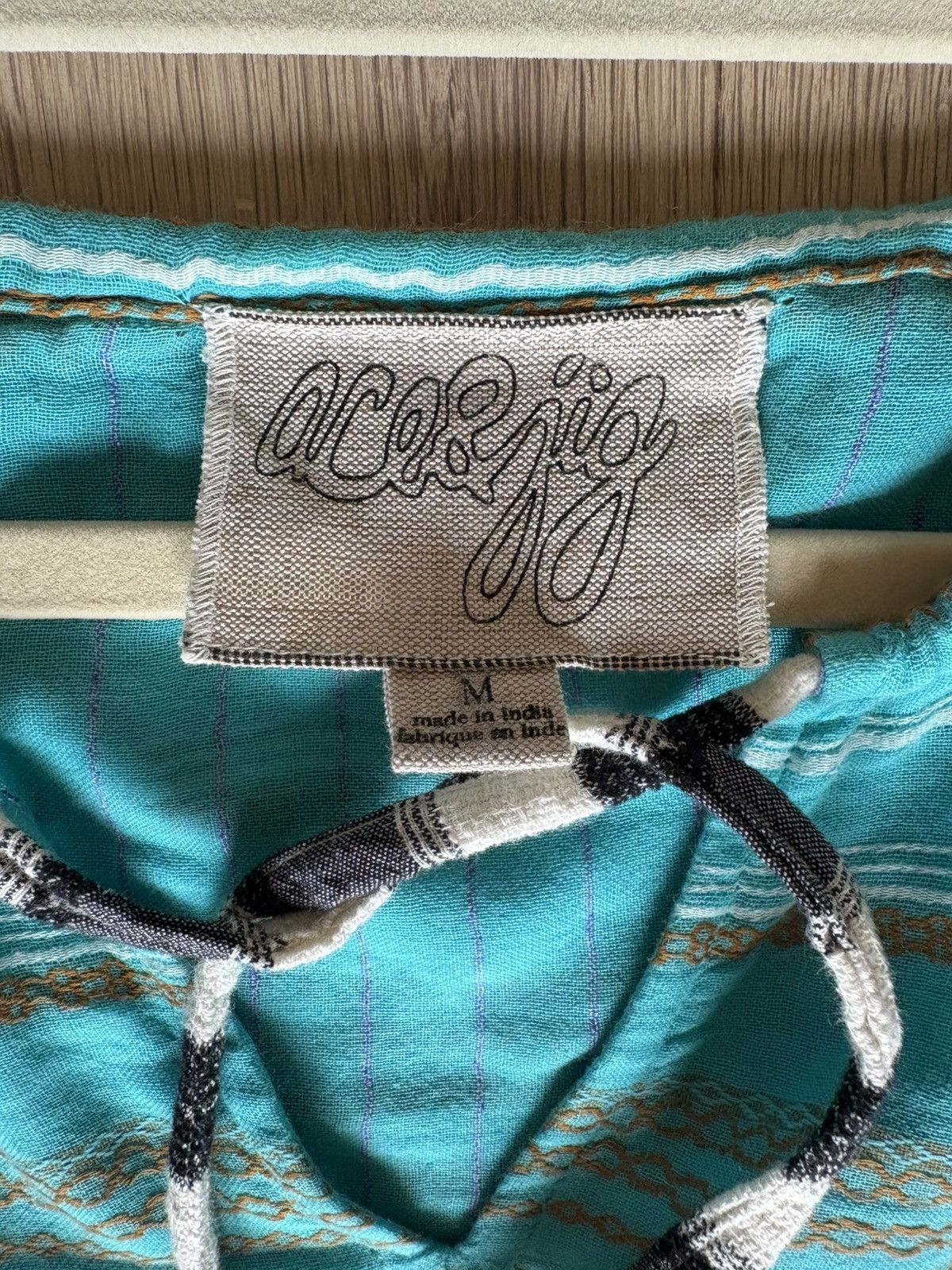 Other Vintage Ace & Jig Teal and Gold Summer Midi Dress Tie Waist Size M / US 6-8 / IT 42-44 - 3 Thumbnail