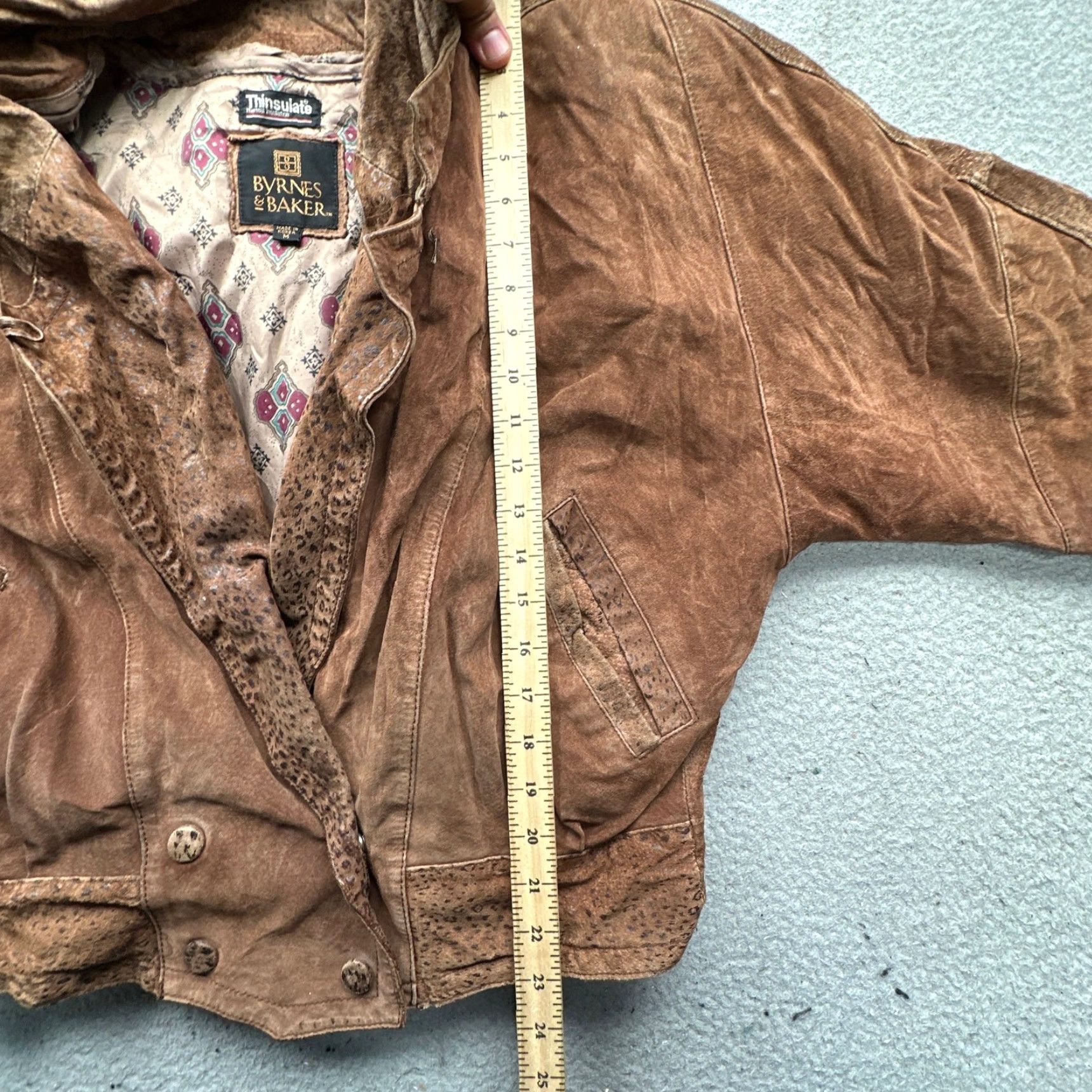 Vintage VINTAGE Byrnes & Baker Bomber Jacket Women Medium Suede Leather Thinsulate Lined Solid Brown 80s 90s Mens Womens Size M / US 6-8 / IT 42-44 - 5 Thumbnail