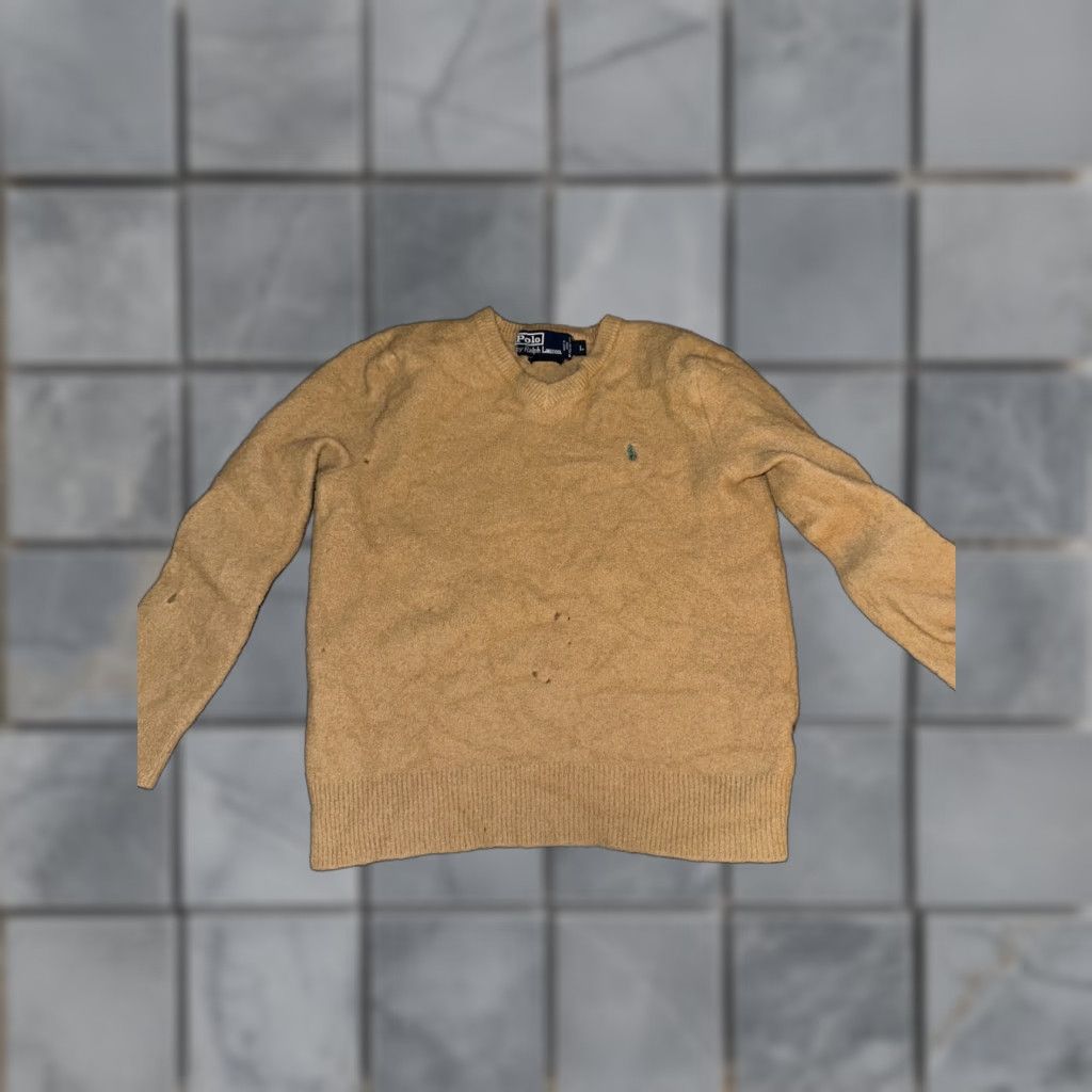 Ralph Lauren Polo Ralph Lauren V-Neck Knitted Jumper Tan Size L 16x19 Pullover Men Sweater Brown N/A Size US L / EU 52-54 / 3 - 1 Thumbnail