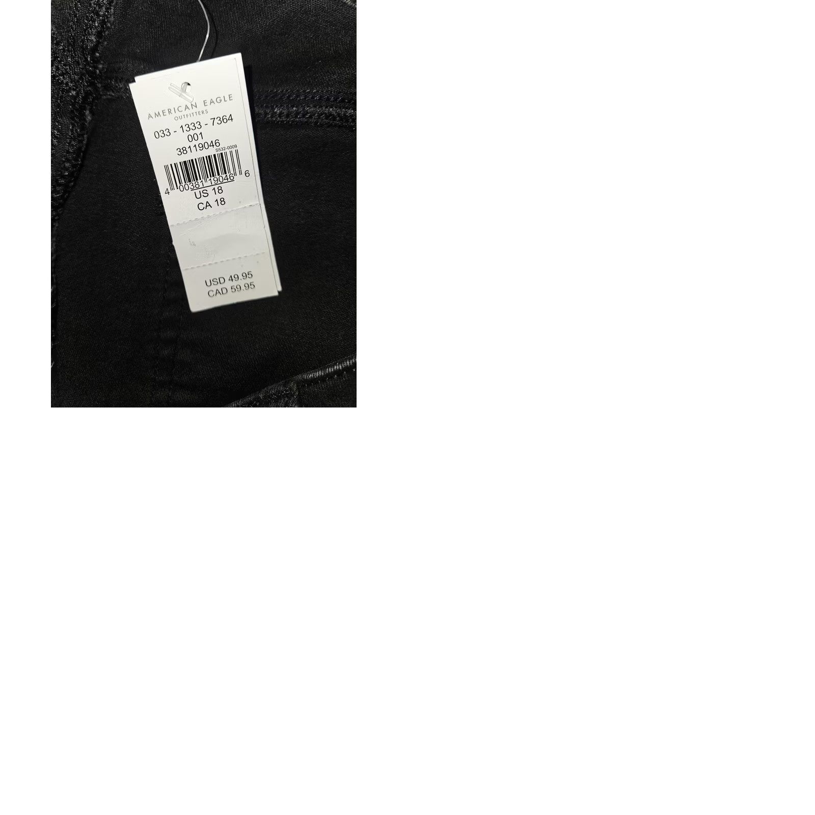 American Eagle Outfitters VINTAGE? No. American Eagle Shorts Womens 18 Black High Rise Shortie Next Level Stretch Denim Cut-Off Slim Rise 3 in Fringe Pockets Reflective? Size 40" / US 18 - 9 Thumbnail