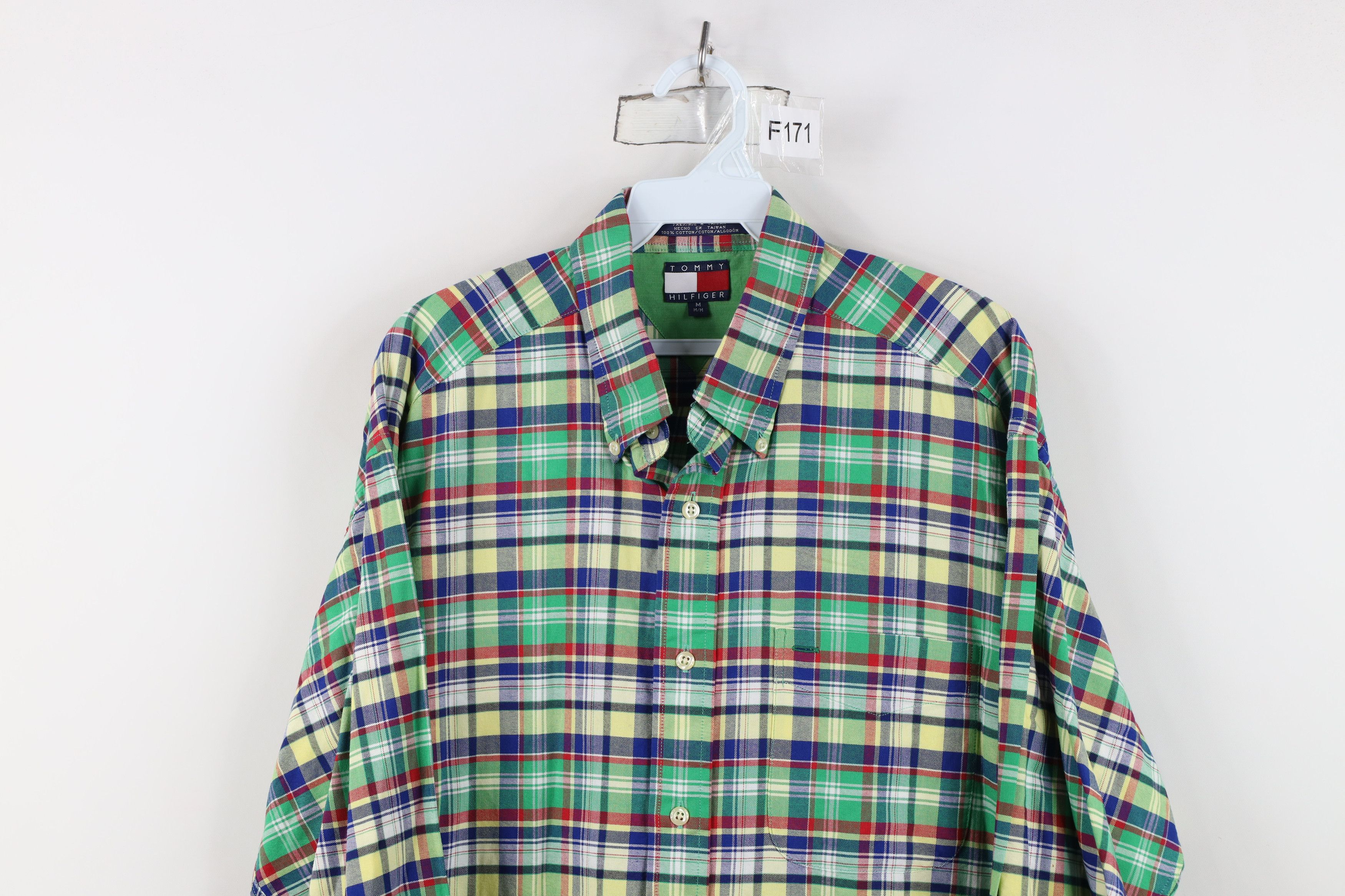 Tommy Hilfiger Vintage 90s Tommy Hilfiger Madras Plaid Button Down Shirt Size US M / EU 48-50 / 2 - 2 Thumbnail