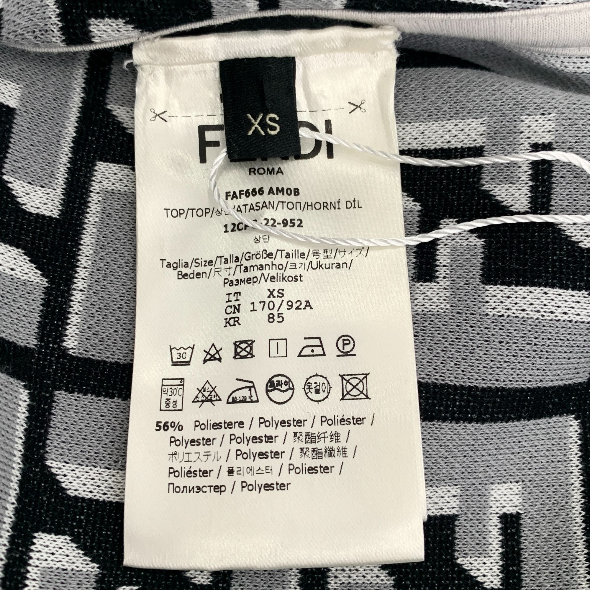 Fendi Fendi White Side Logo Intarsia Cotton Crewneck Sweatshirt (S Size US XS / EU 42 / 0 - 4 Thumbnail