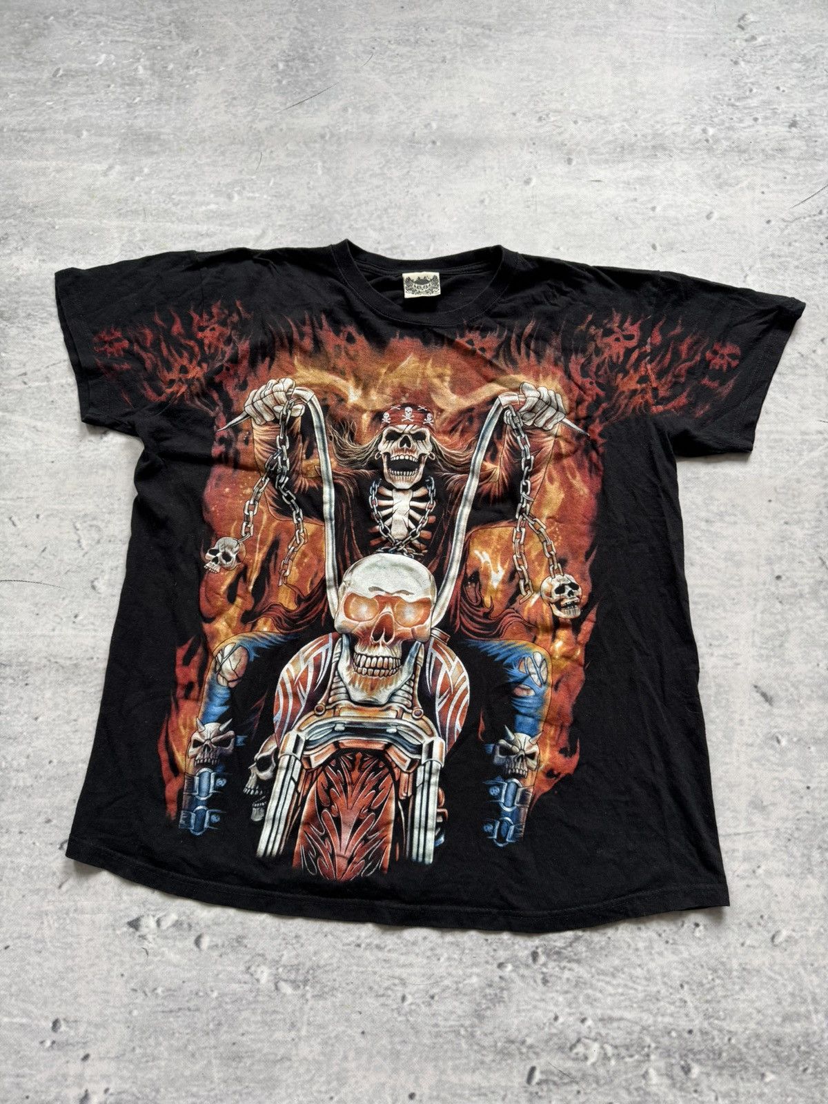 Vintage Big logo moto skulls rider flame tee 00s Size US M / EU 48-50 / 2 - 1 Thumbnail
