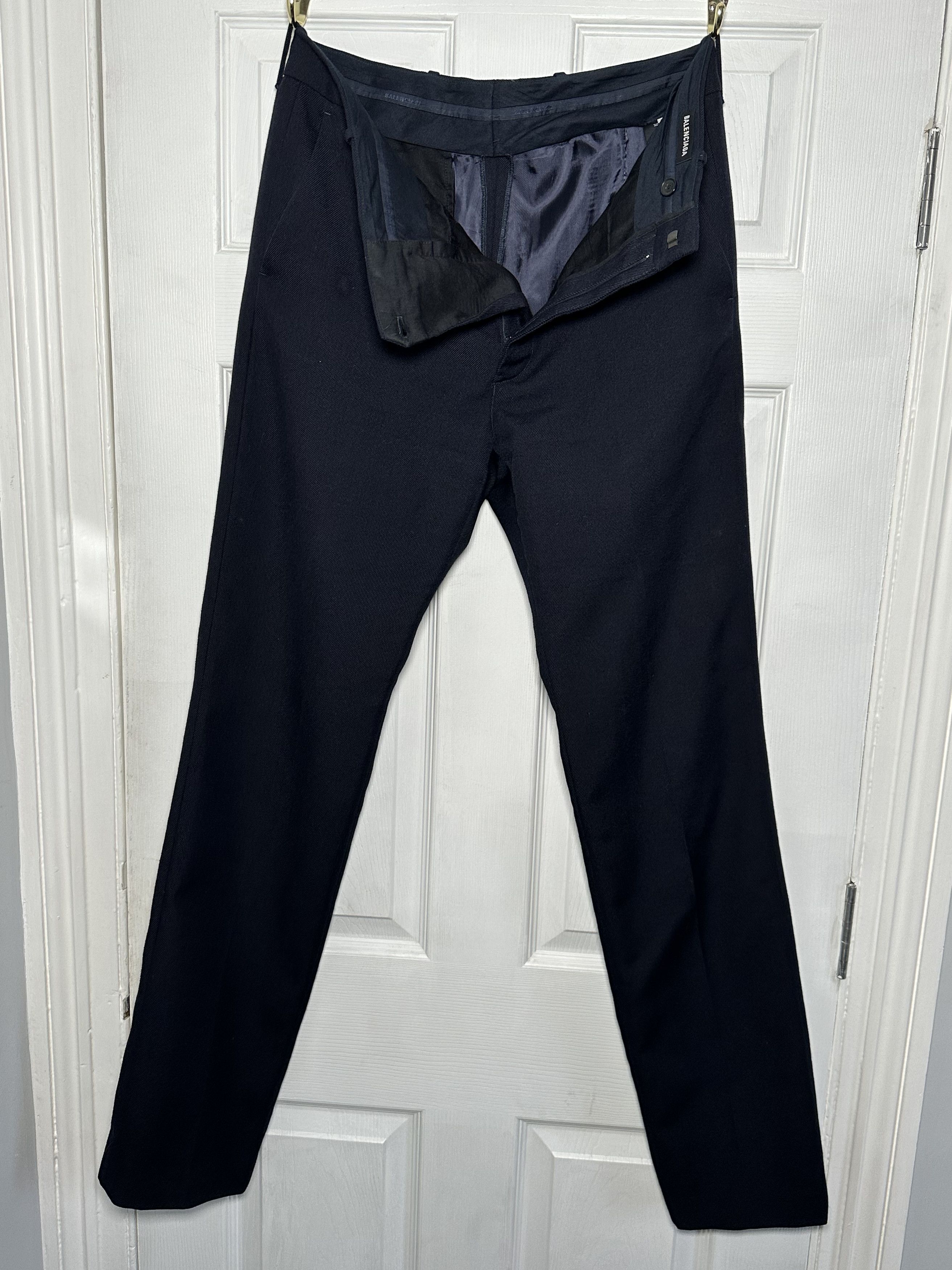 Balenciaga Navy Wool Tapered Balenciaga Trousers Size 48R - 6 Thumbnail