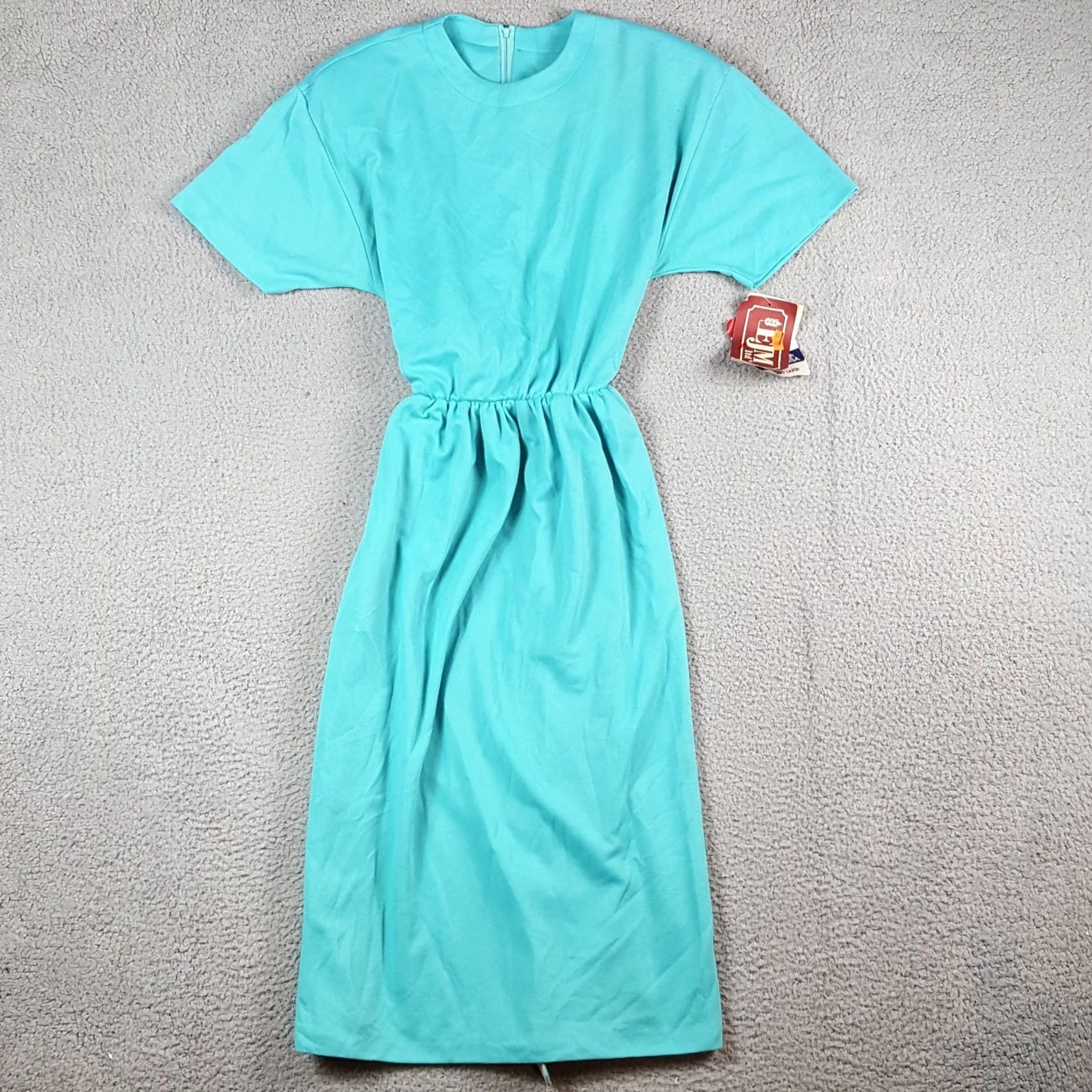 Vintage VINTAGE 80s Belted Turquoise Short Sleeve Women's Size 6 Long Maxi Dress Blue Size 28" / US 6 / IT 42 - 3 Thumbnail