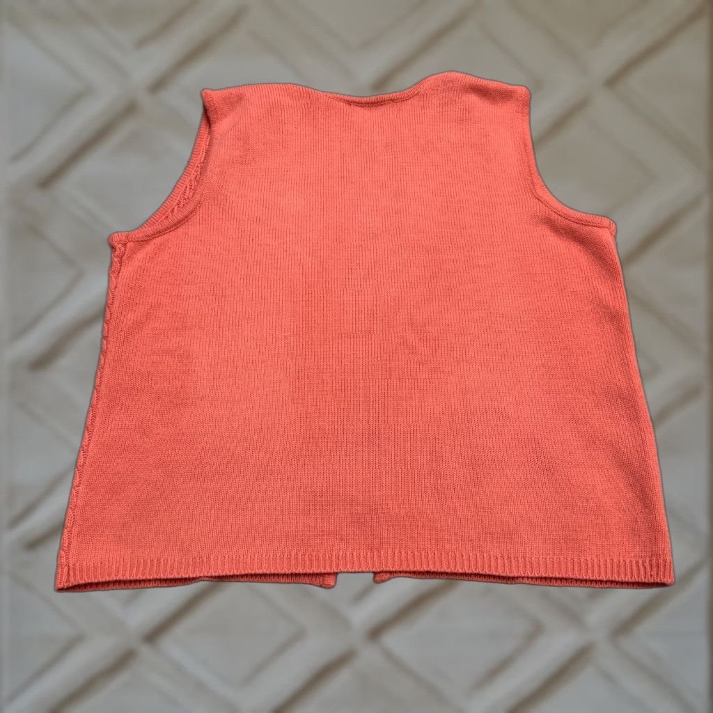 Vintage VINTAGE BFA Classic Open Front Crochet Vest Sweater Womens XL Coral Pink Acrylic Size XL / US 12-14 / IT 48-50 - 1 Thumbnail
