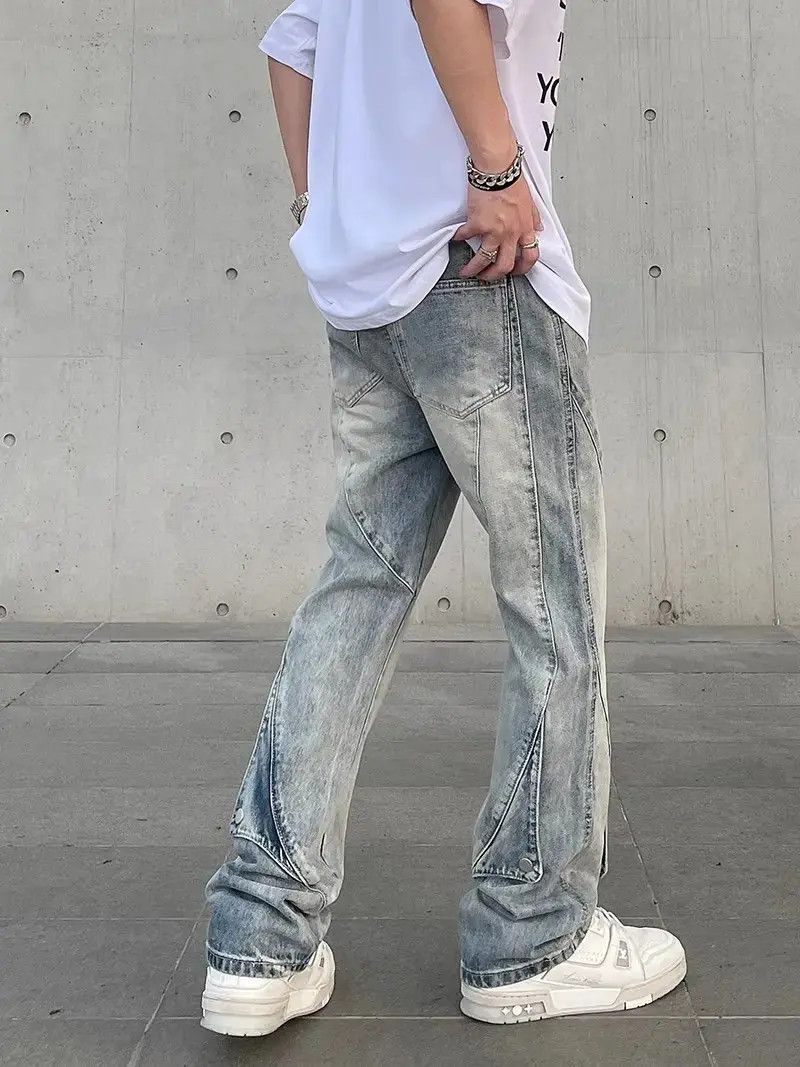 Japanese Brand Retro washed patchwork micro flared jeans Size US 30 / EU 46 - 6 Thumbnail