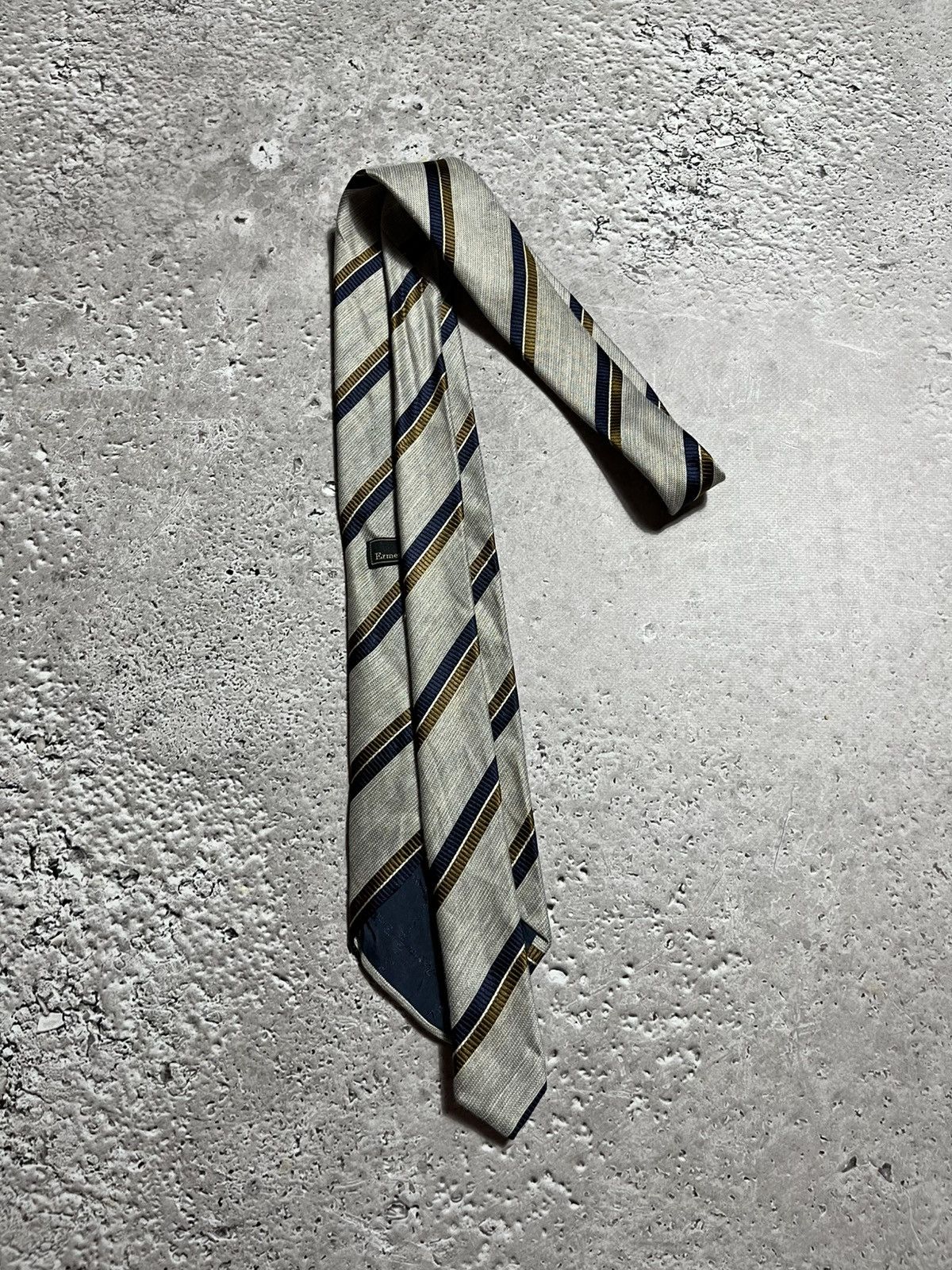 Ermenegildo Zegna × Vintage Ermenegildo Zegna Italy Silk Linen Tie Striped Classic Size ONE SIZE - 7 Thumbnail