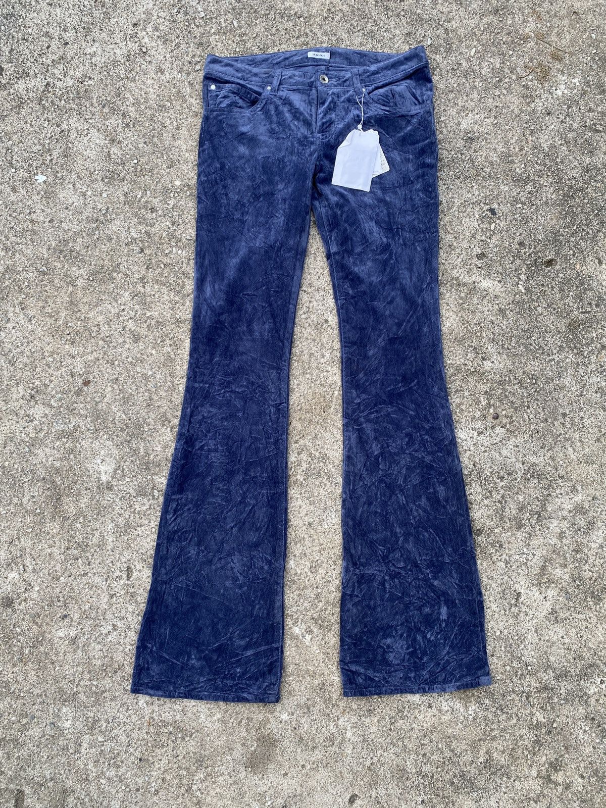 Japanese Brand × LE CIEL BLEU 2000s - Le Ciel Bleu Japan Velvet Low Rise Flare Pant Size US 29 - 3 Thumbnail