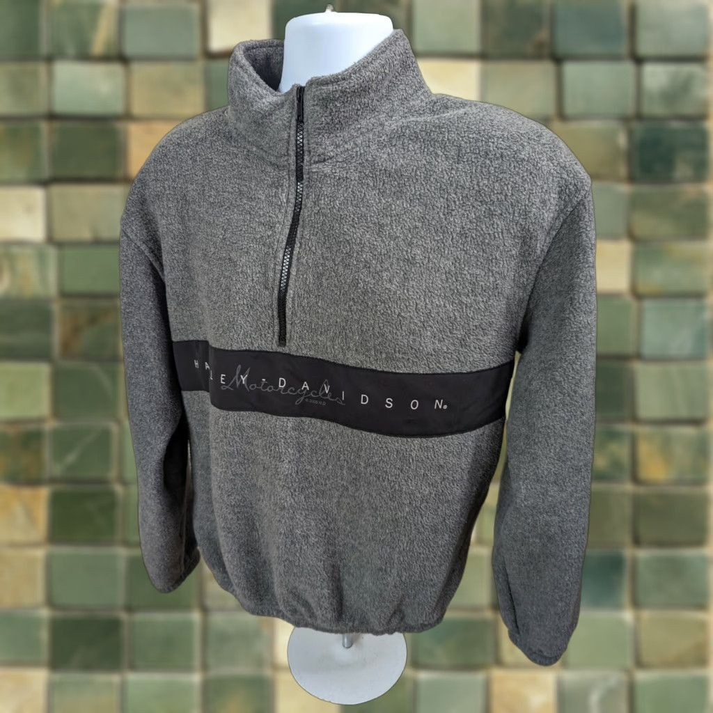 Harley Davidson HARLEY-DAVIDSON MENS FLEECE PULLOVER SIZE SMALL JACKET SWEATSHIRT COAT 1/4 ZIP Gray Orange Collared 1/4 Zip Sweatshirt Mens Regular Knit Jacket Size US S / EU 44-46 / 1 - 1 Thumbnail