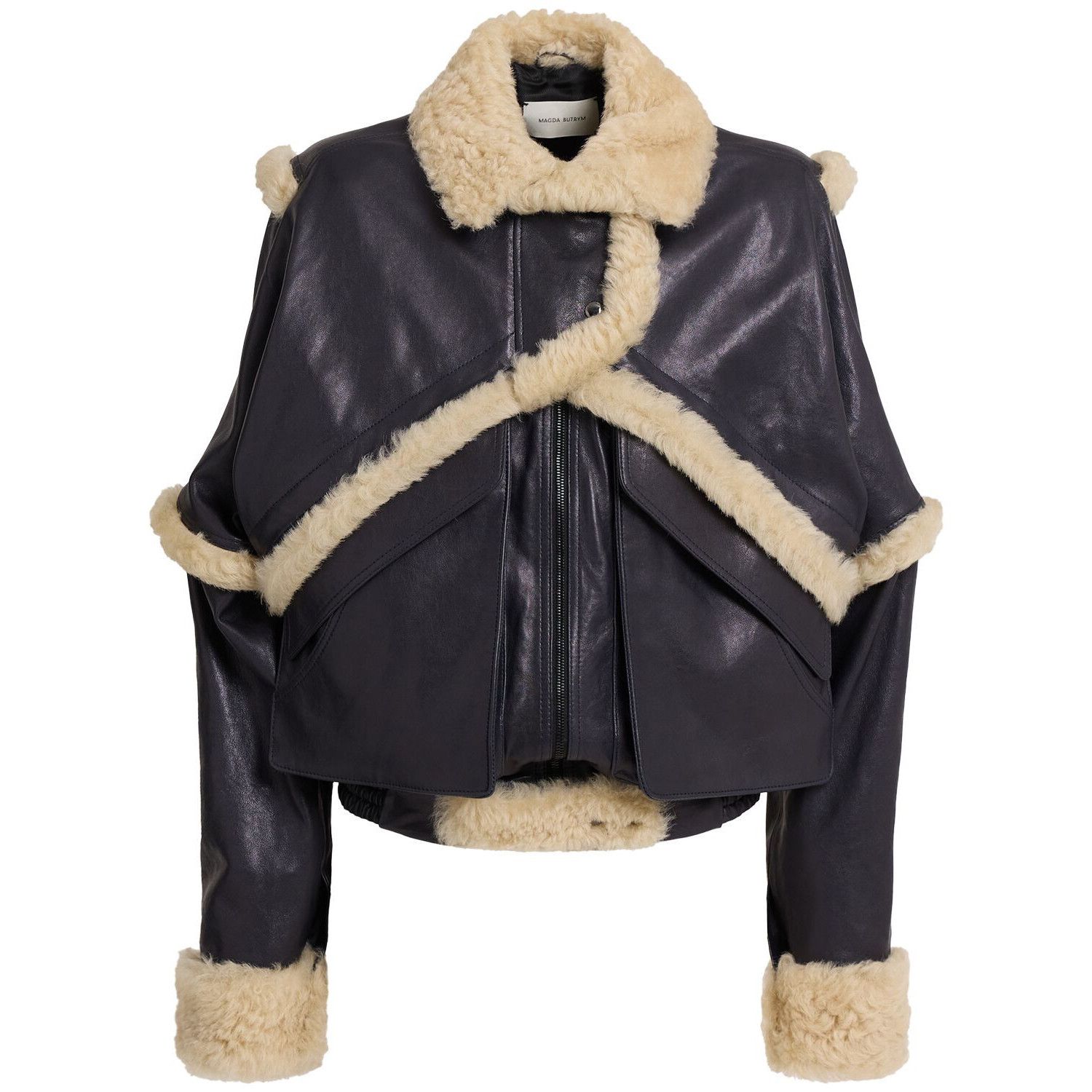 Magda Butrym MAGDA BUTRYM Navy Shearling And Leather Jacket New & Authent Size XS / US 0-2 / IT 36-38 - 1 Preview