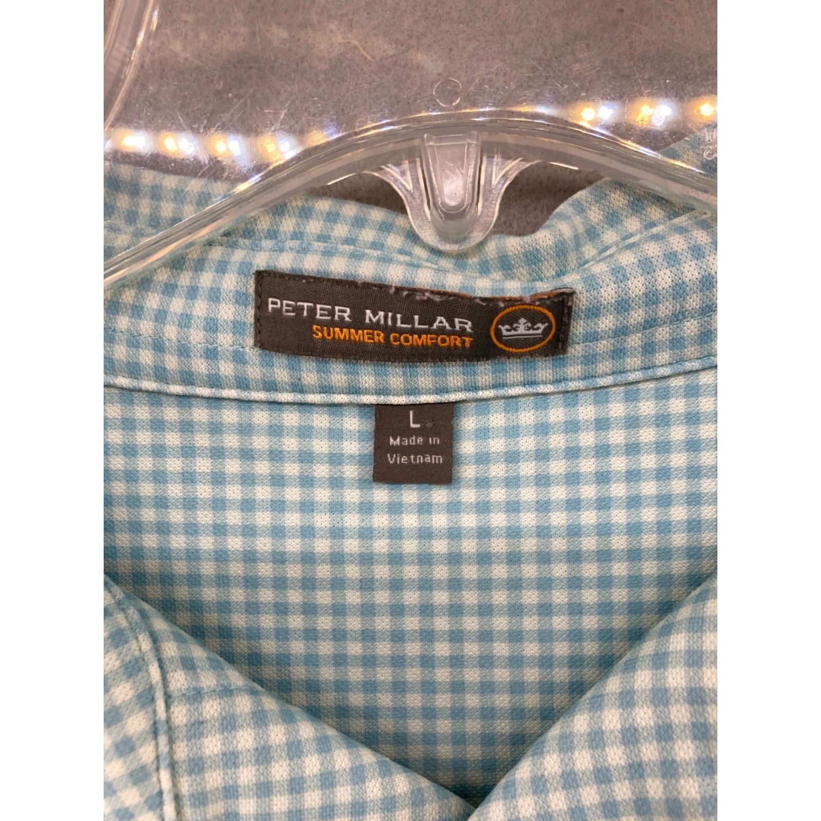 Peter Millar Peter Millar Summer Comfort Mens Polo Shirt Large Blue White Check Size US L / EU 52-54 / 3 - 4 Thumbnail