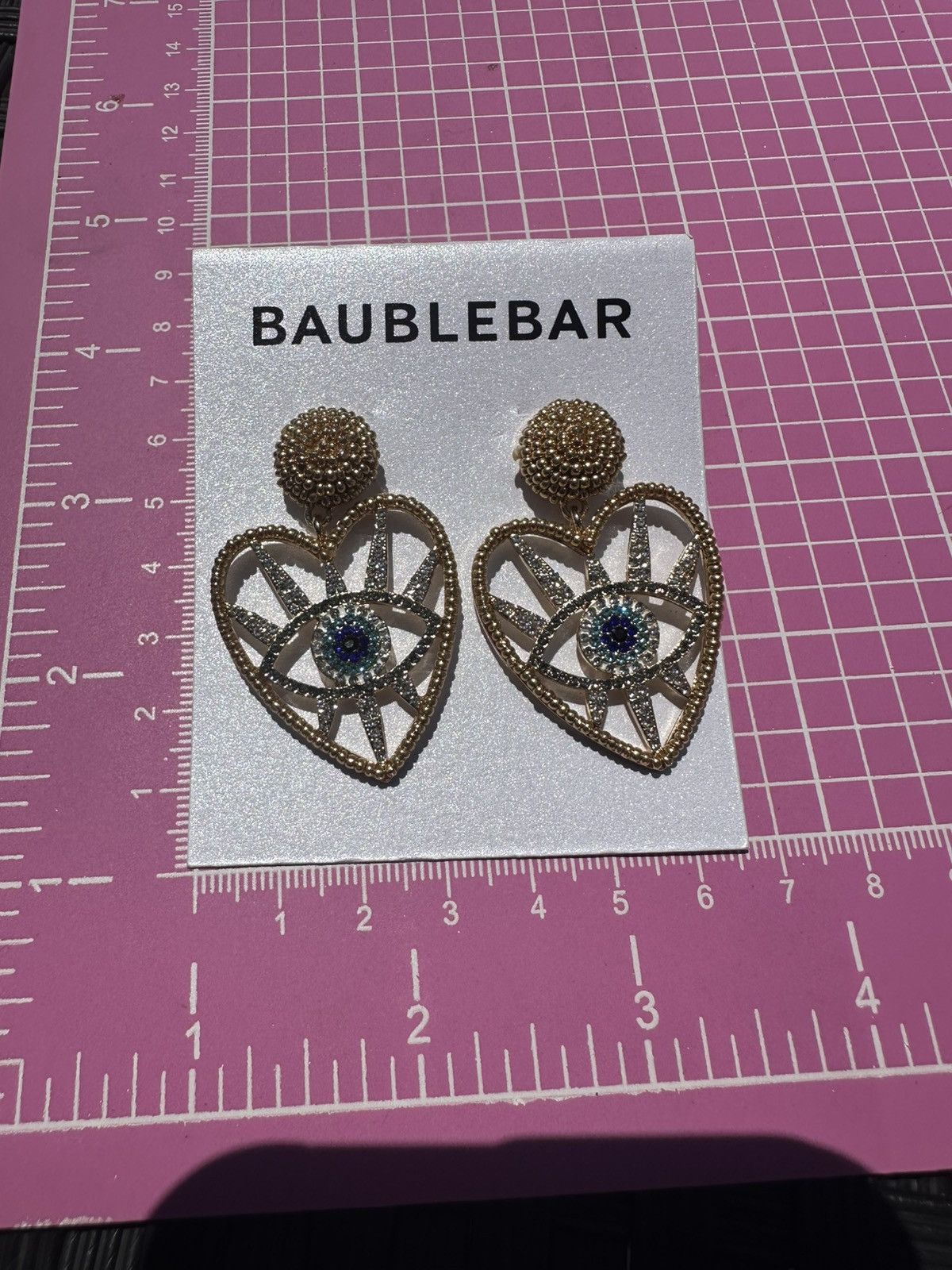 Designer Baublebar golden beads crystal diamond paved evil eye dro Size ONE SIZE - 4 Thumbnail