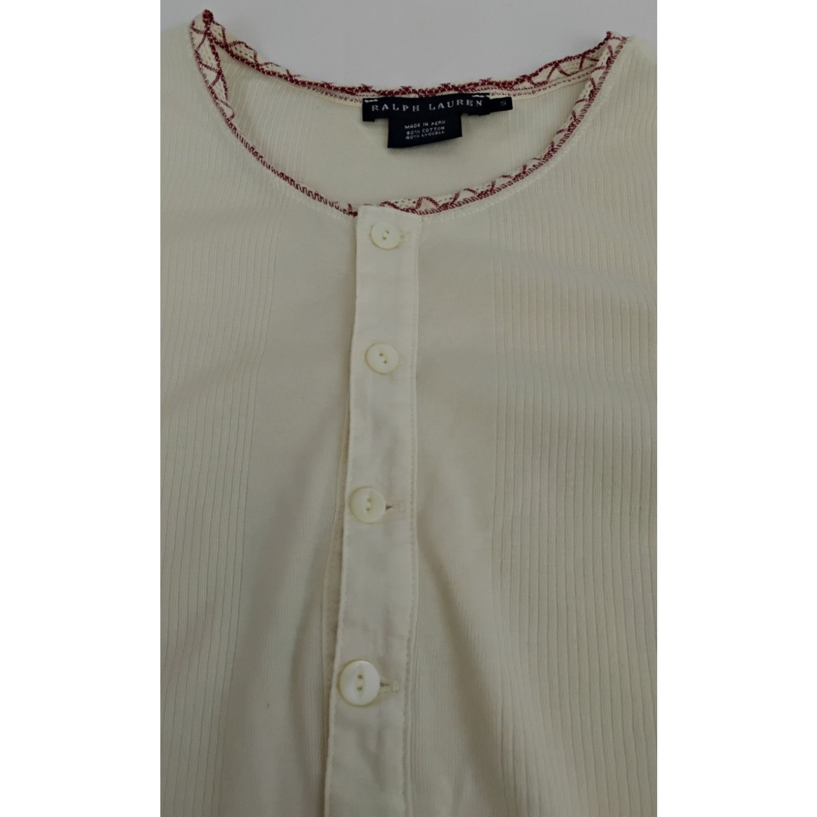 Ralph Lauren Ralph Lauren Knit Top Women S Cream Red Embroidery Rib-Knit Size S / US 4 / IT 40 - 9 Thumbnail