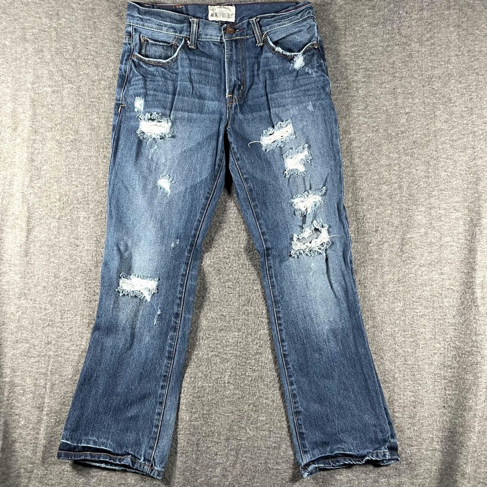 Vintage Aéropostale Jeans Mens 30x30 Blue Driggs Slim Bootcut Distressed Ripped Denim Size US 30 / EU 46 - 2 Thumbnail