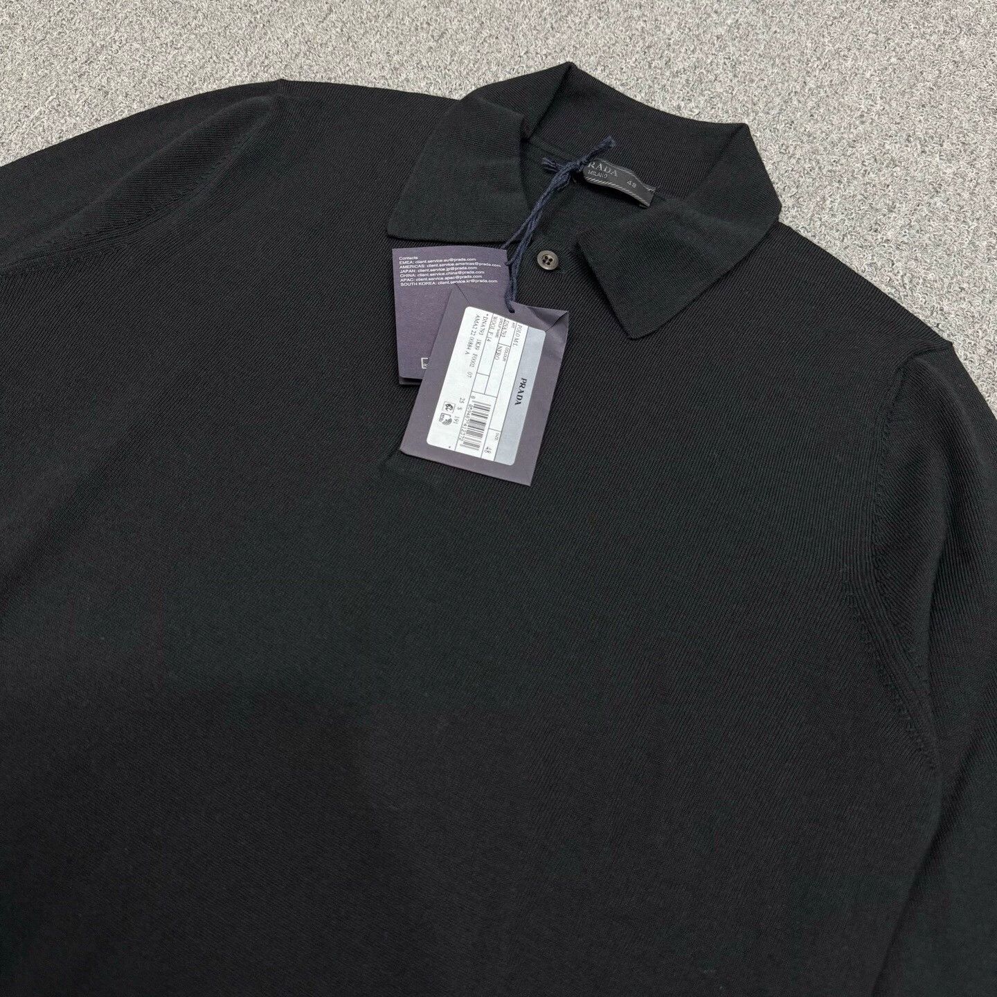 Prada Prada black wool knit long sleeve Polo 48 Size US M / EU 48-50 / 2 - 3 Thumbnail